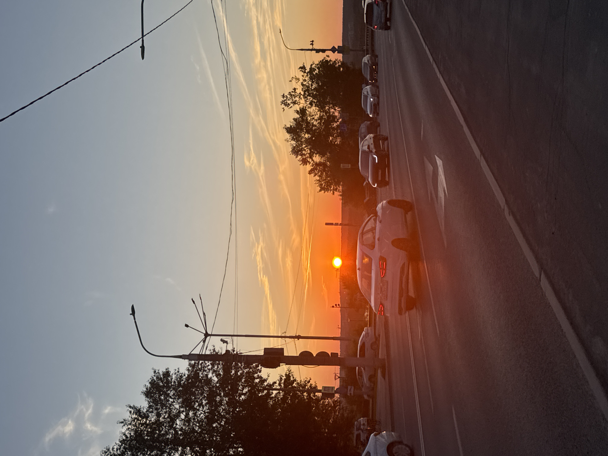 Golden hour along the Perm embankment, summer evening
