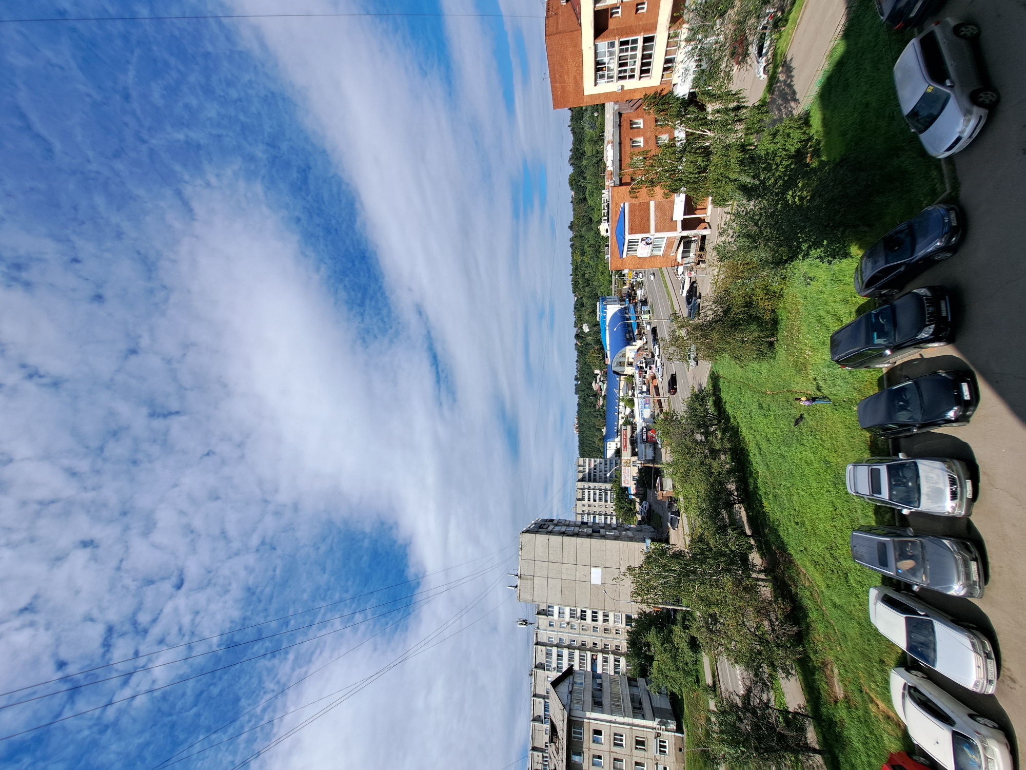 Irkutsk residential street on a sunny August morning