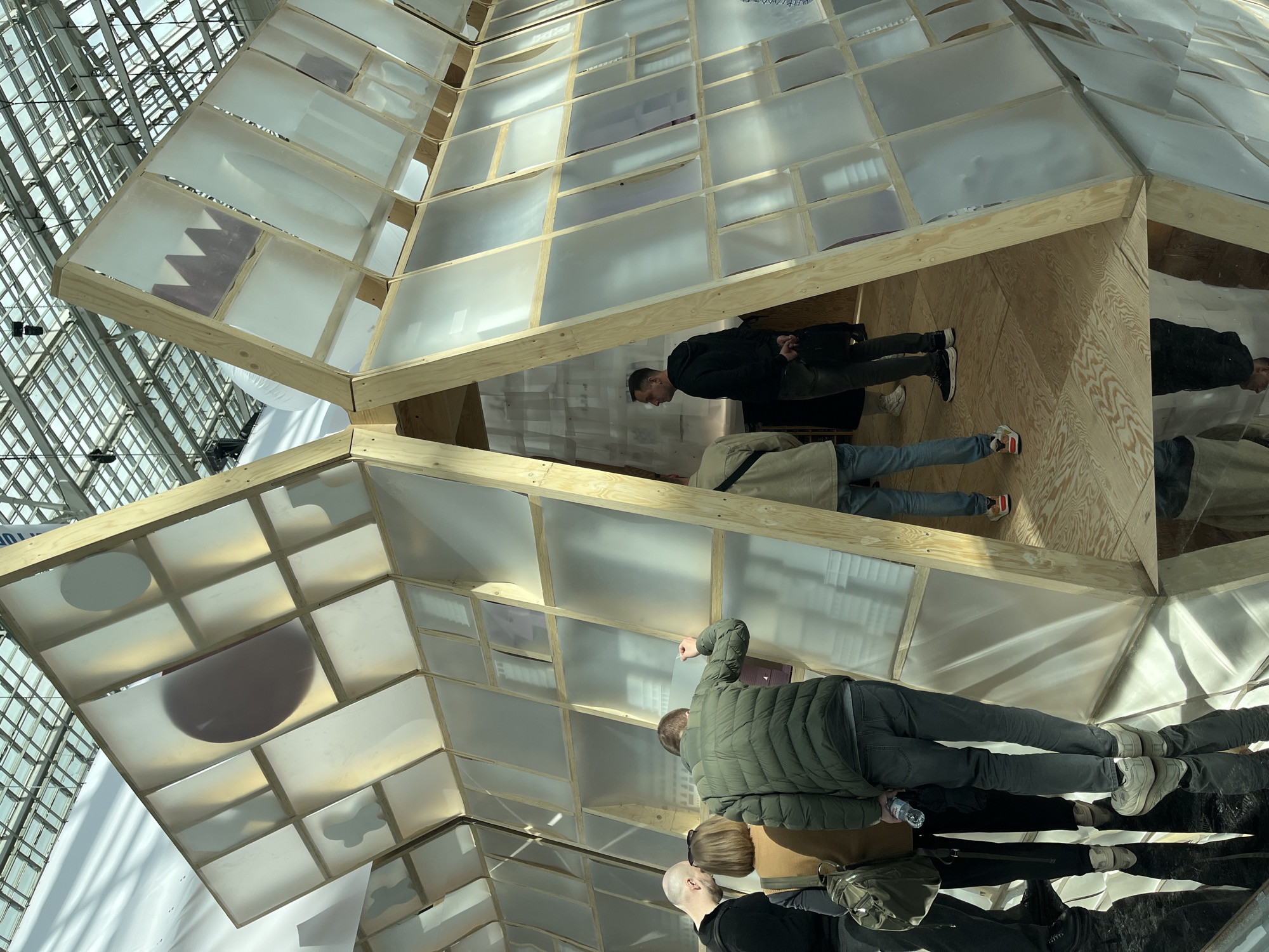 Architecture exhibition showcases geometric installations in Moscow hall