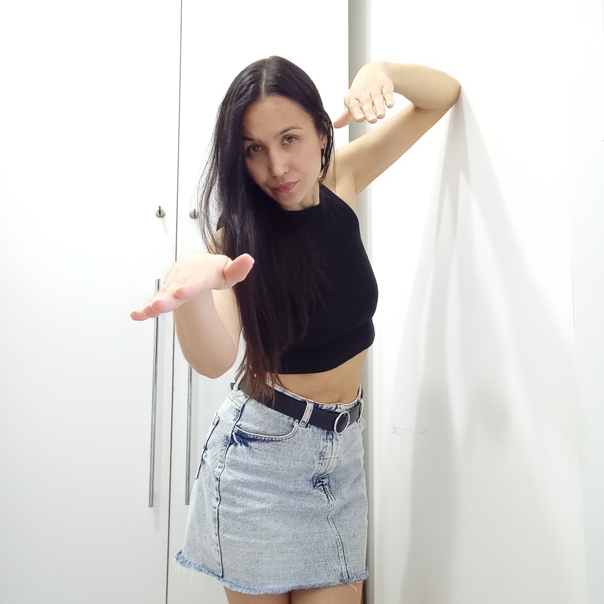 Woman poses for indoor photo in Izhevsk, Russia