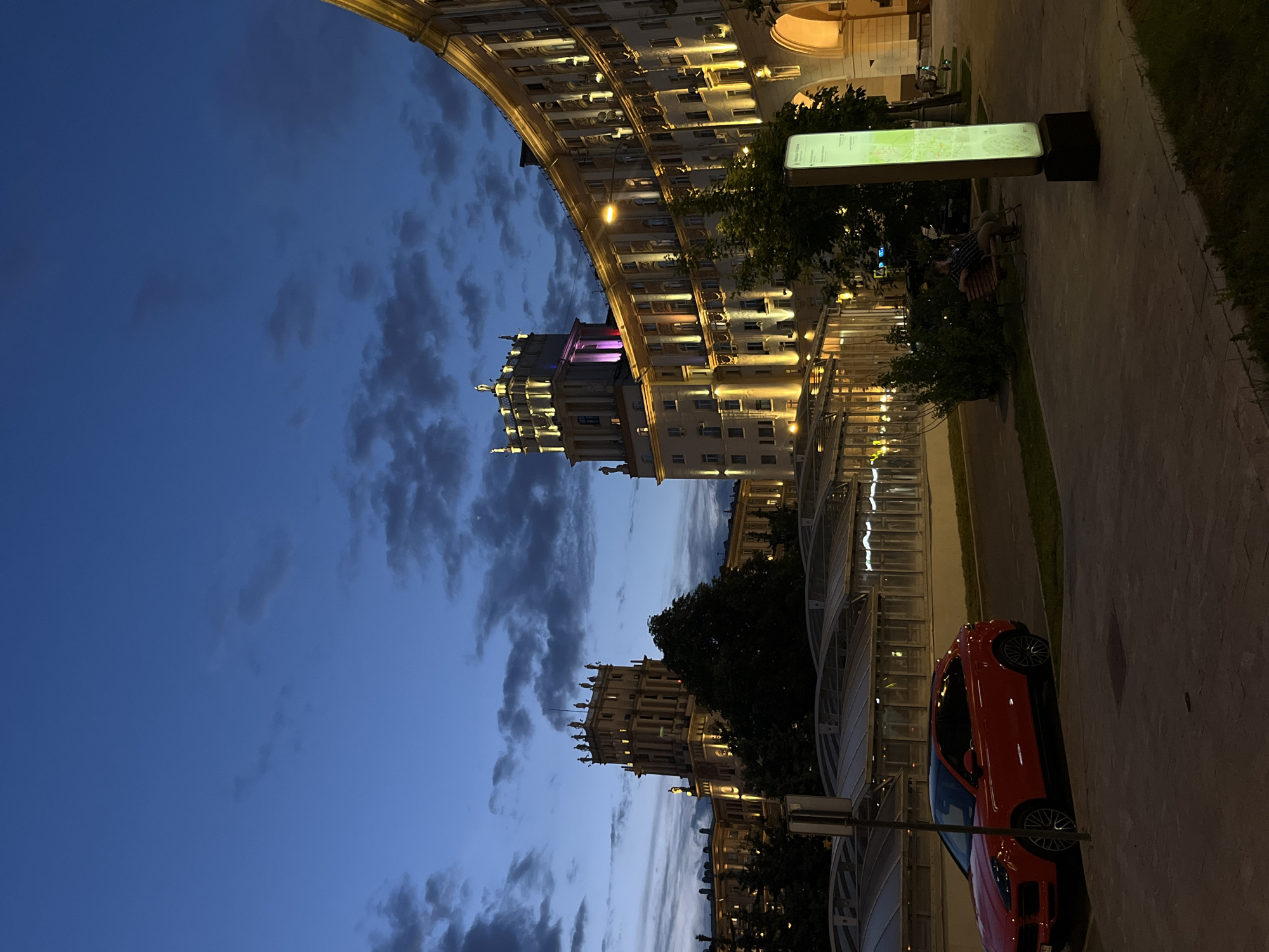 Moscow street scene captured during dusk transition