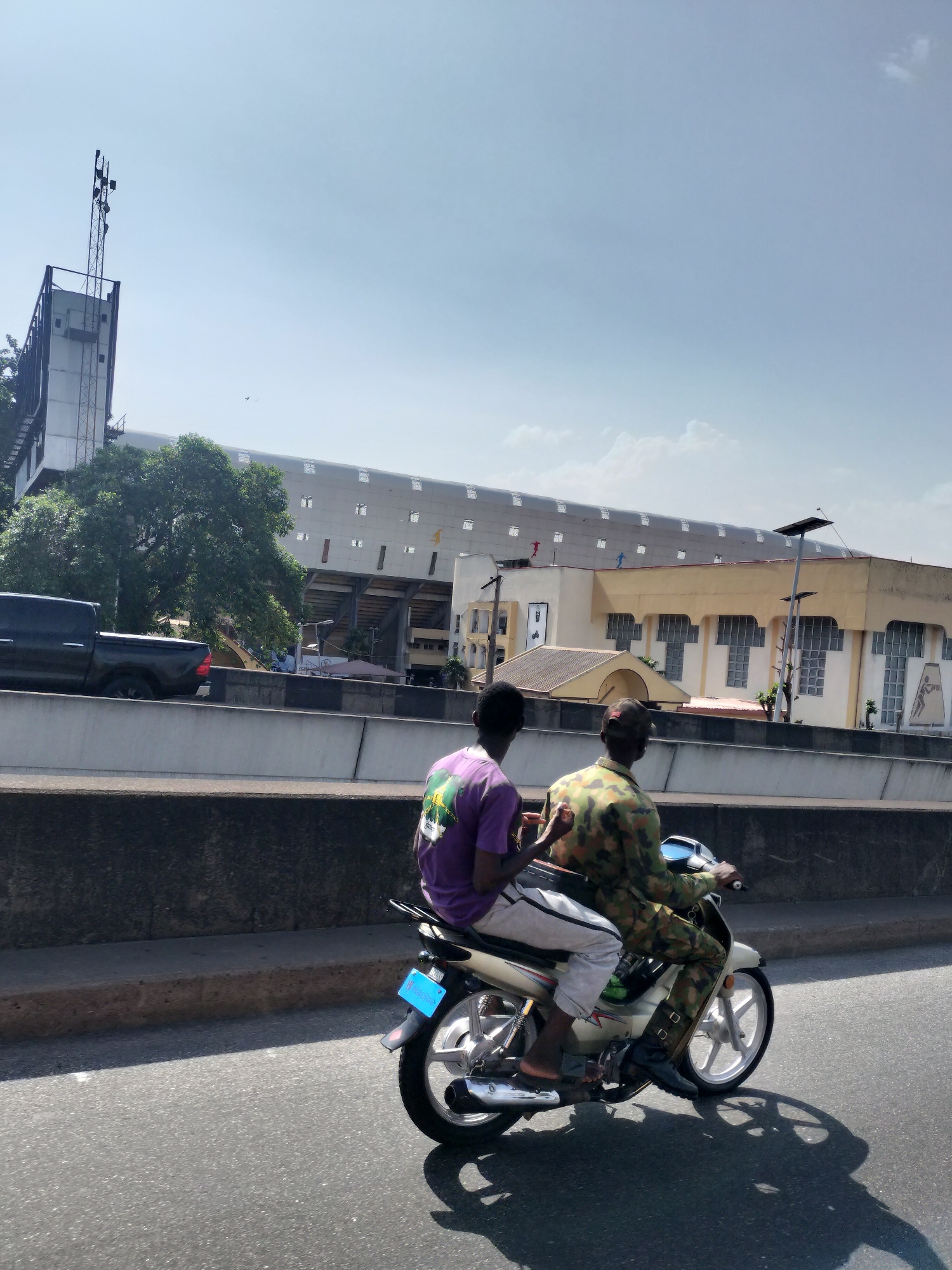 Motorcycle riders observed on elevated road in Iganmu, Lagos