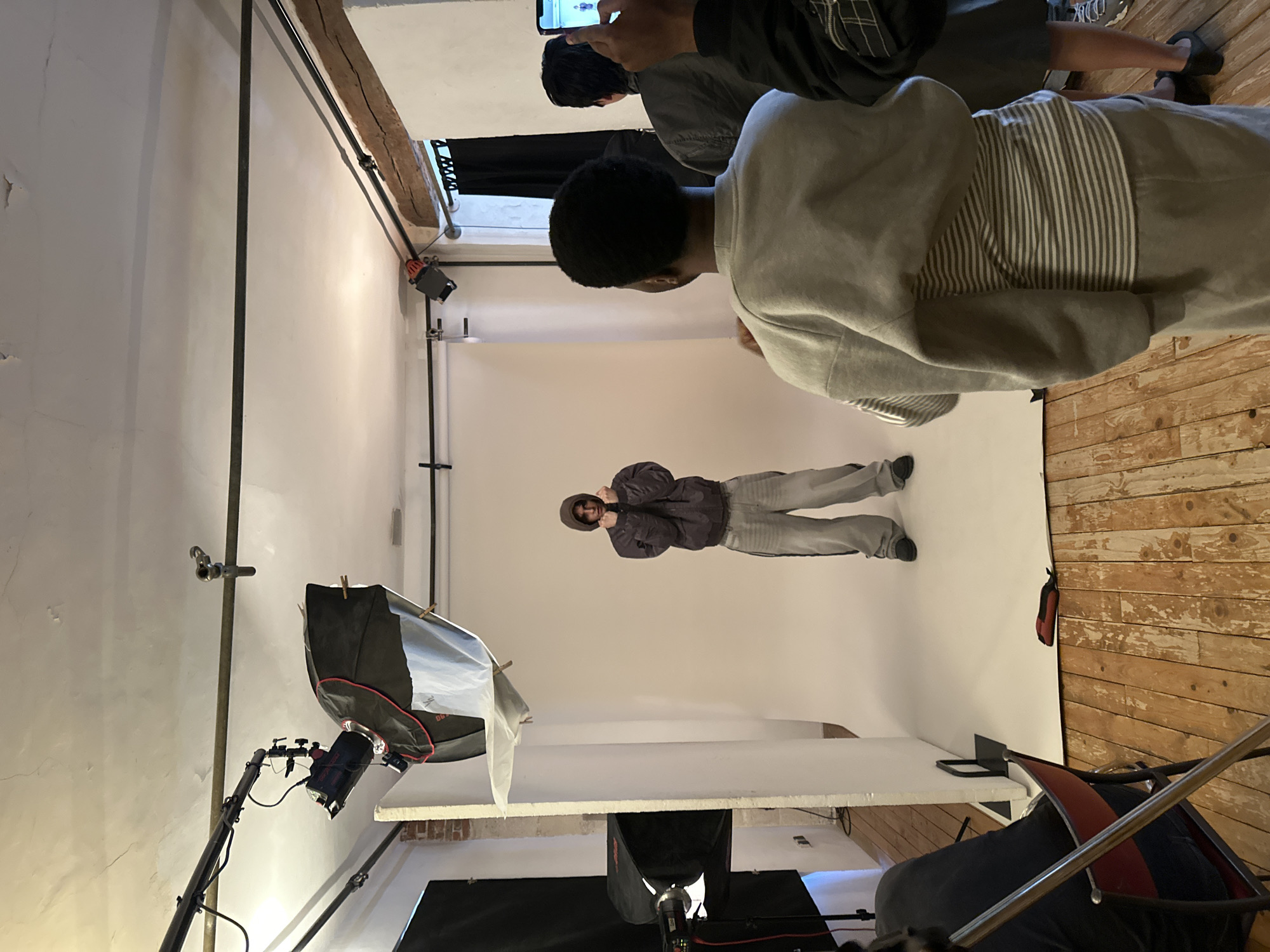 Photoshoot documented at repurposed building studio in Paris