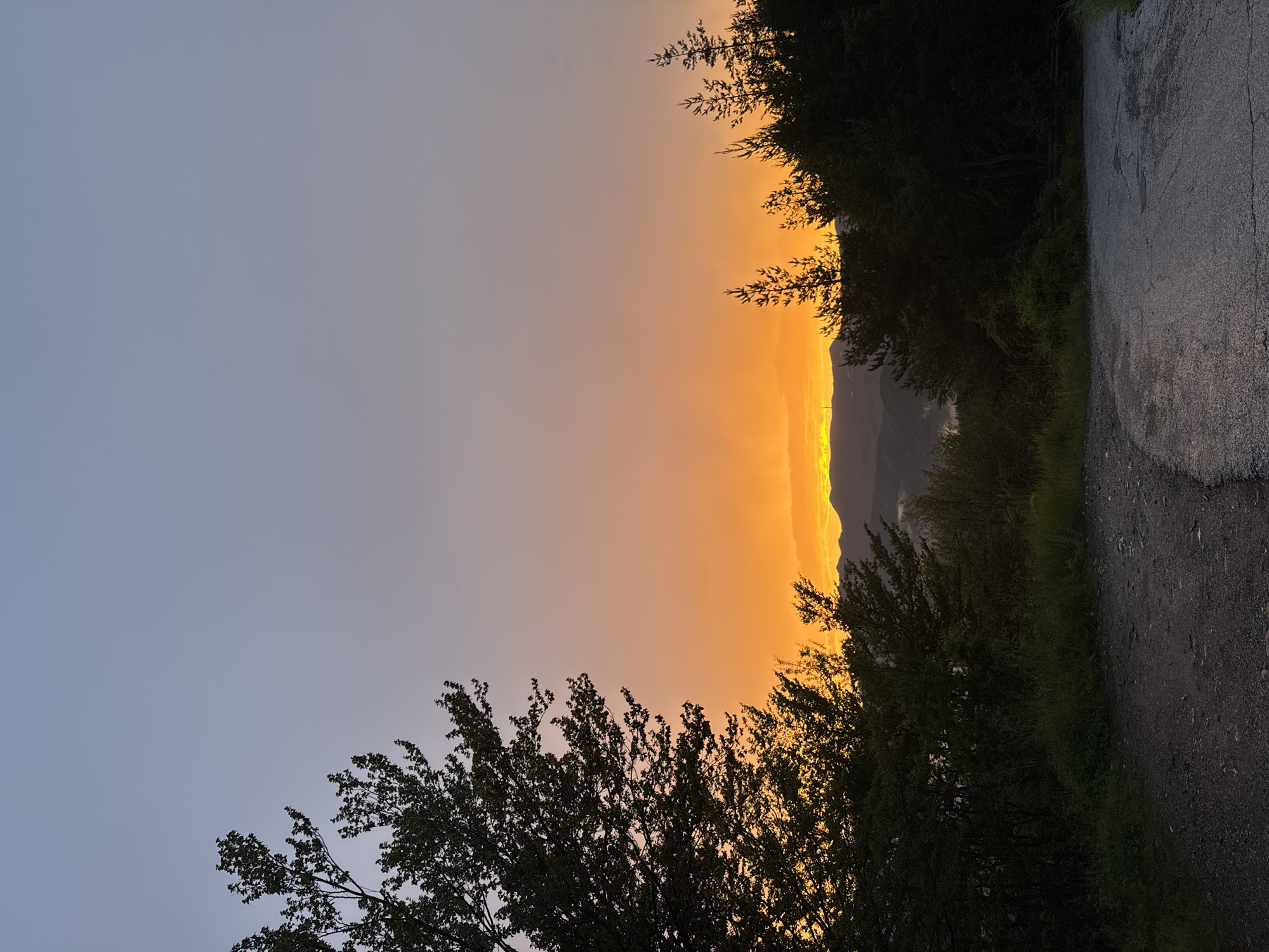 Sunset and rainbow over the Rhodope mountains from Strazha