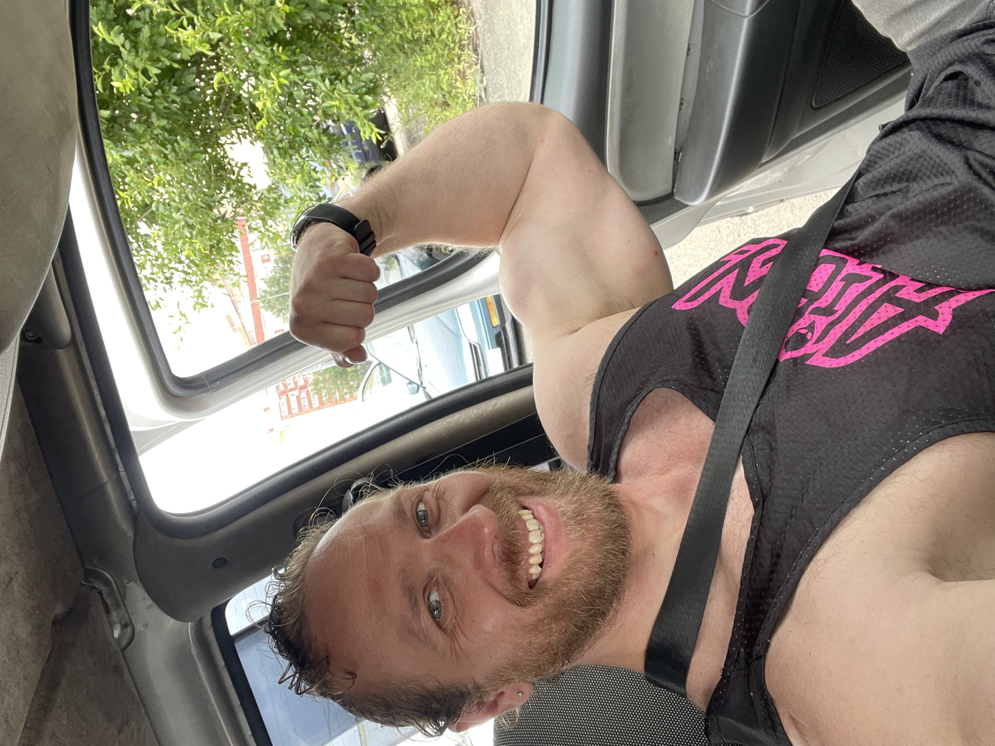 Flexing in the driver's seat somewhere in St. Petersburg