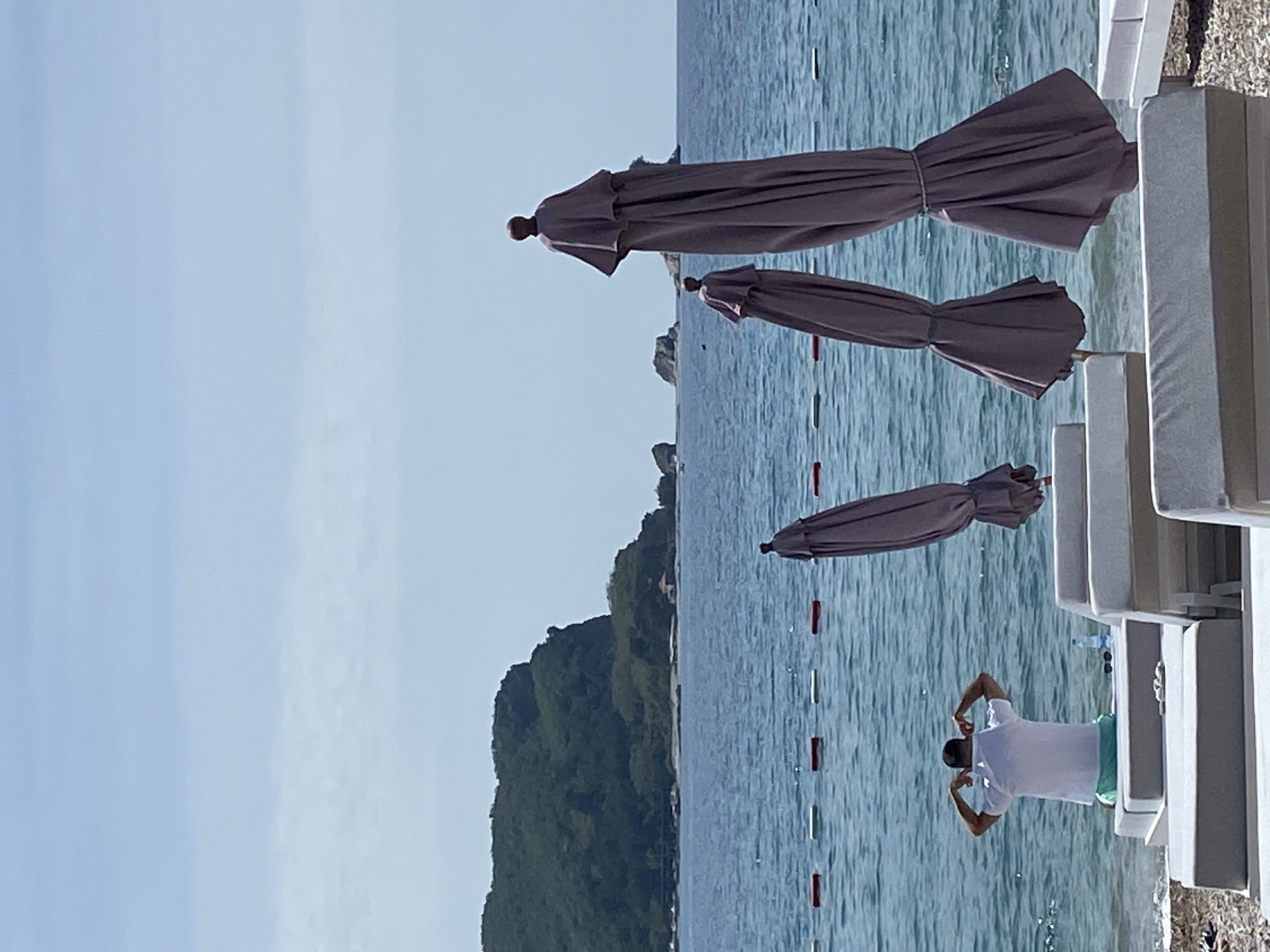 Morning beach preparations documented along Budva's Adriatic shoreline