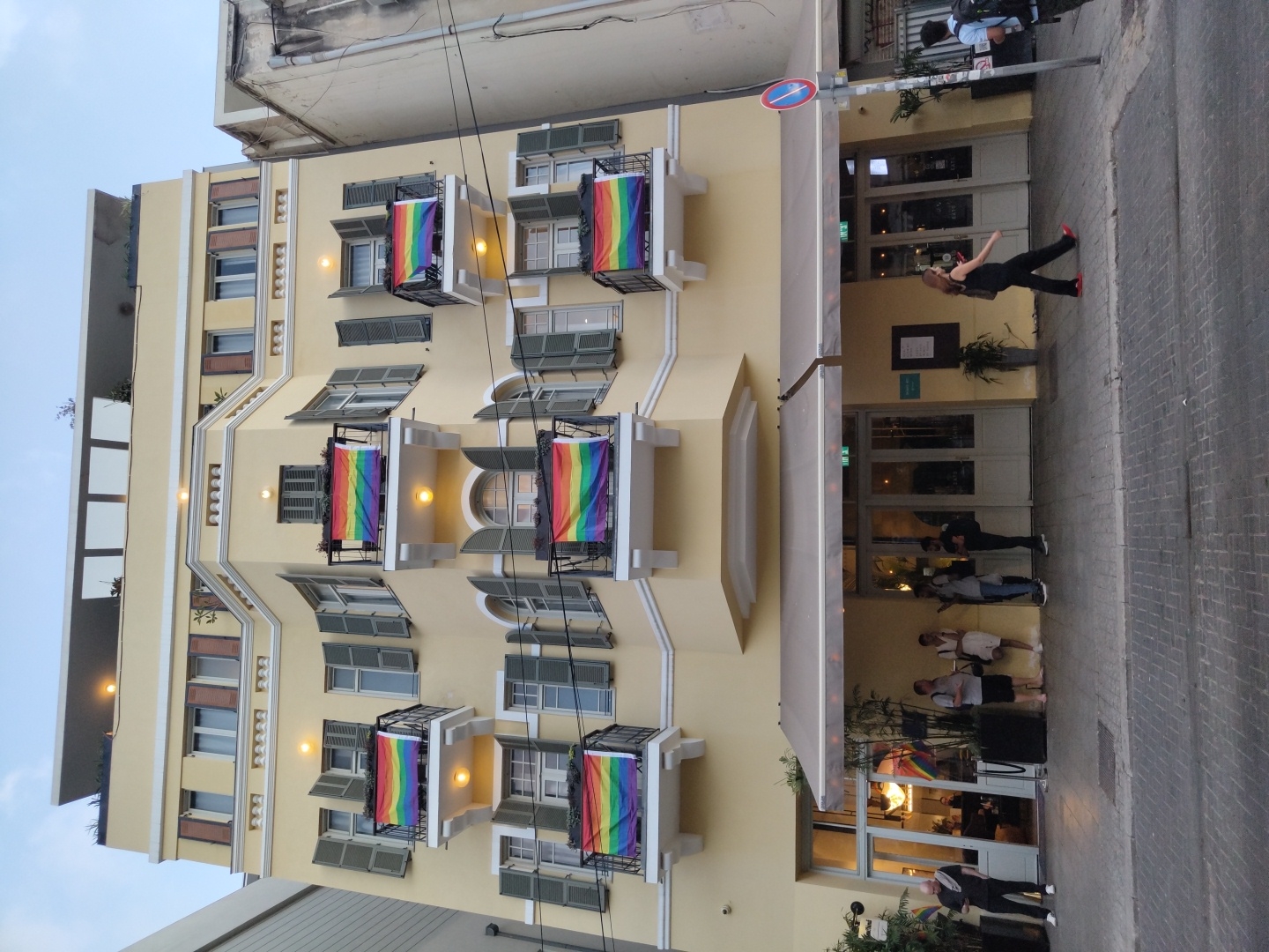 Tel Aviv street life captured: rainbow flags, construction, electric scooter