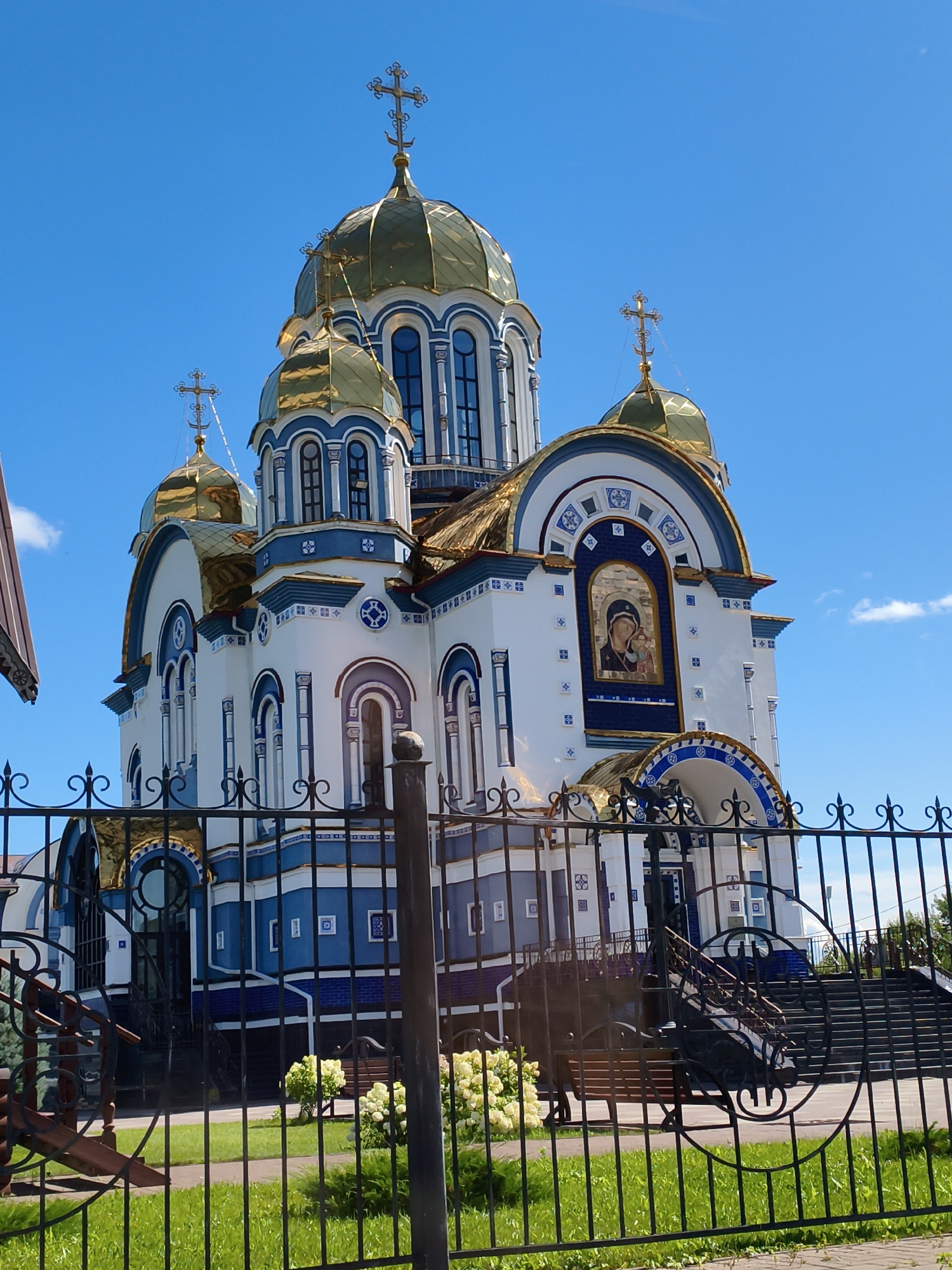 Golden-domed Orthodox church in Kemerovo, Russia
