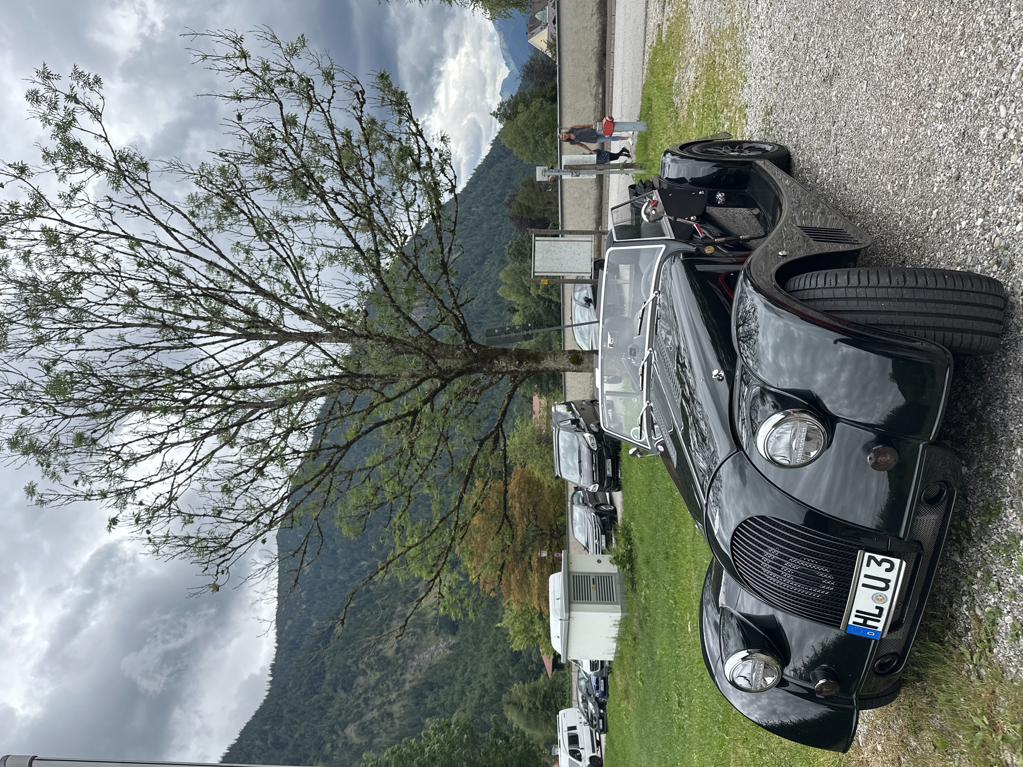 Classic Morgans parked up in the Bavarian Alps