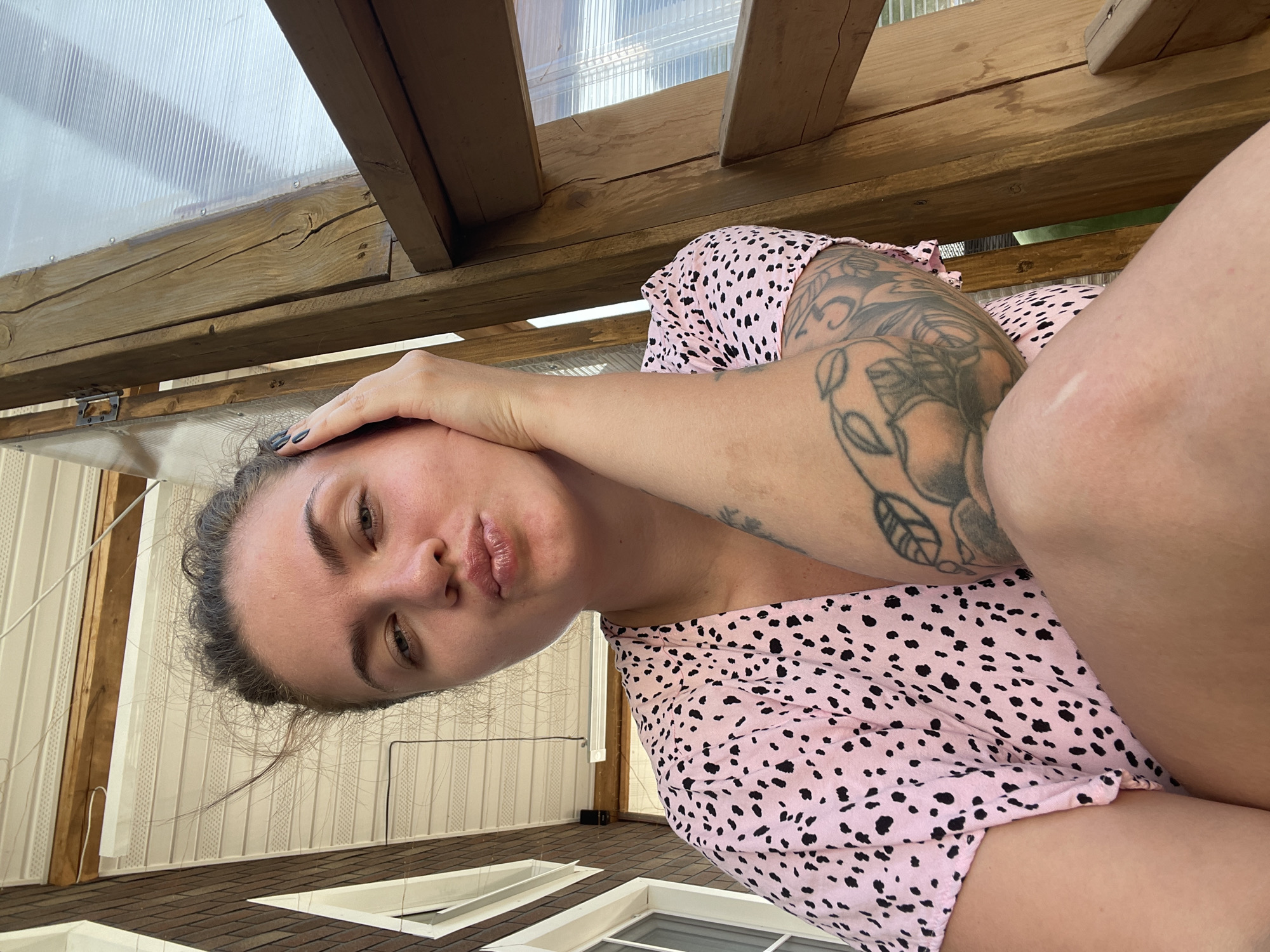 Woman rests at Russian construction site during early morning