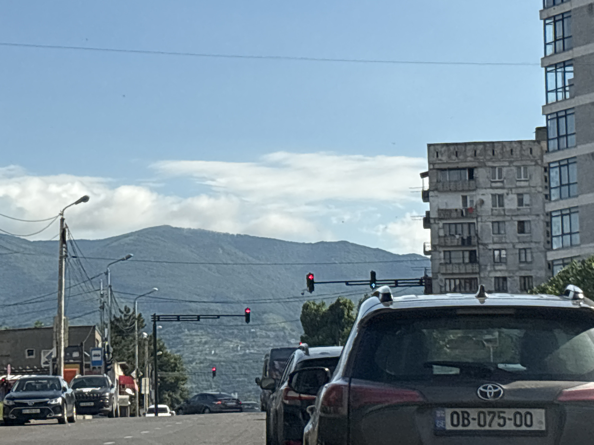 Tbilisi street traffic on a clear summer day