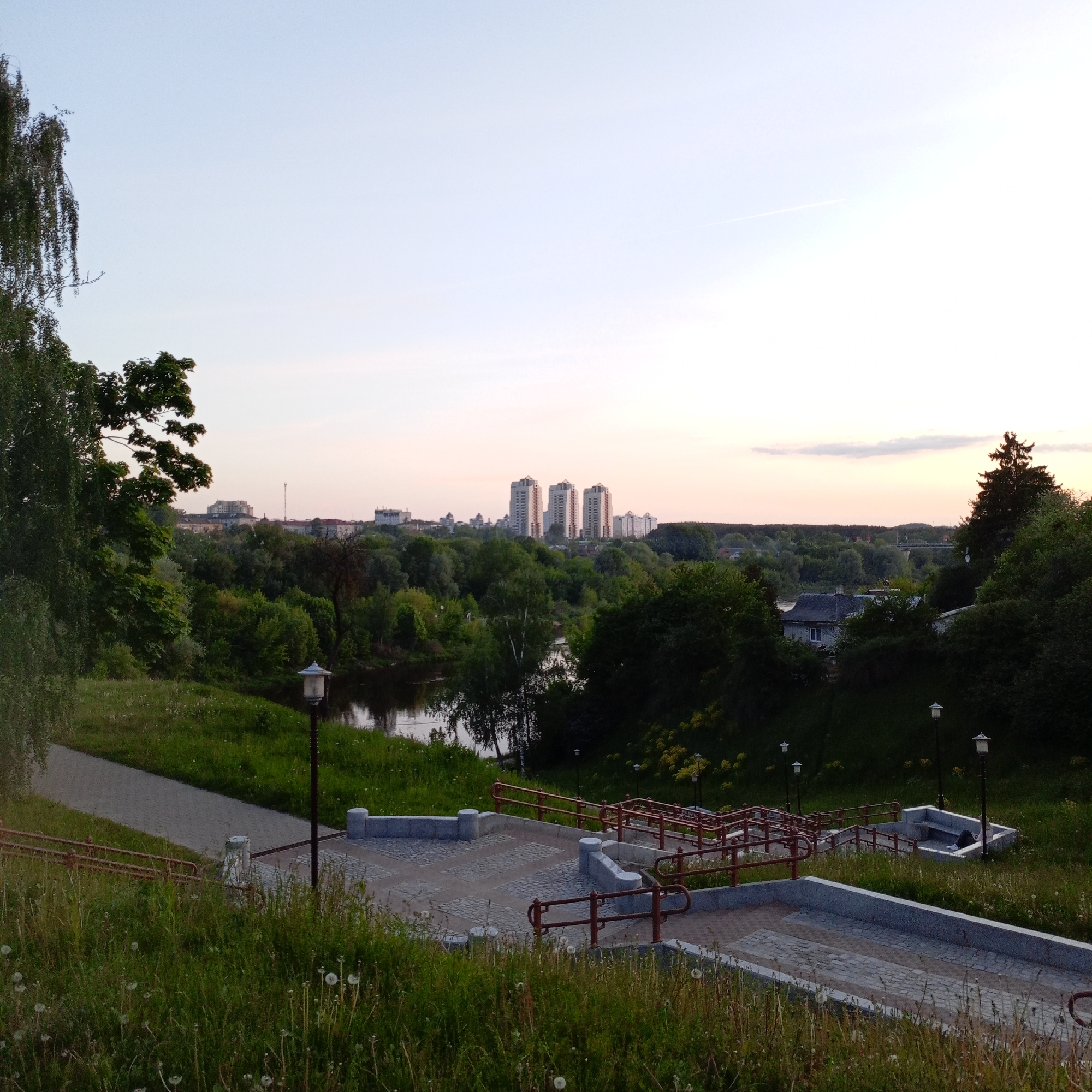 Tourist documents Hrodna landmarks and spring blooms in Belarus