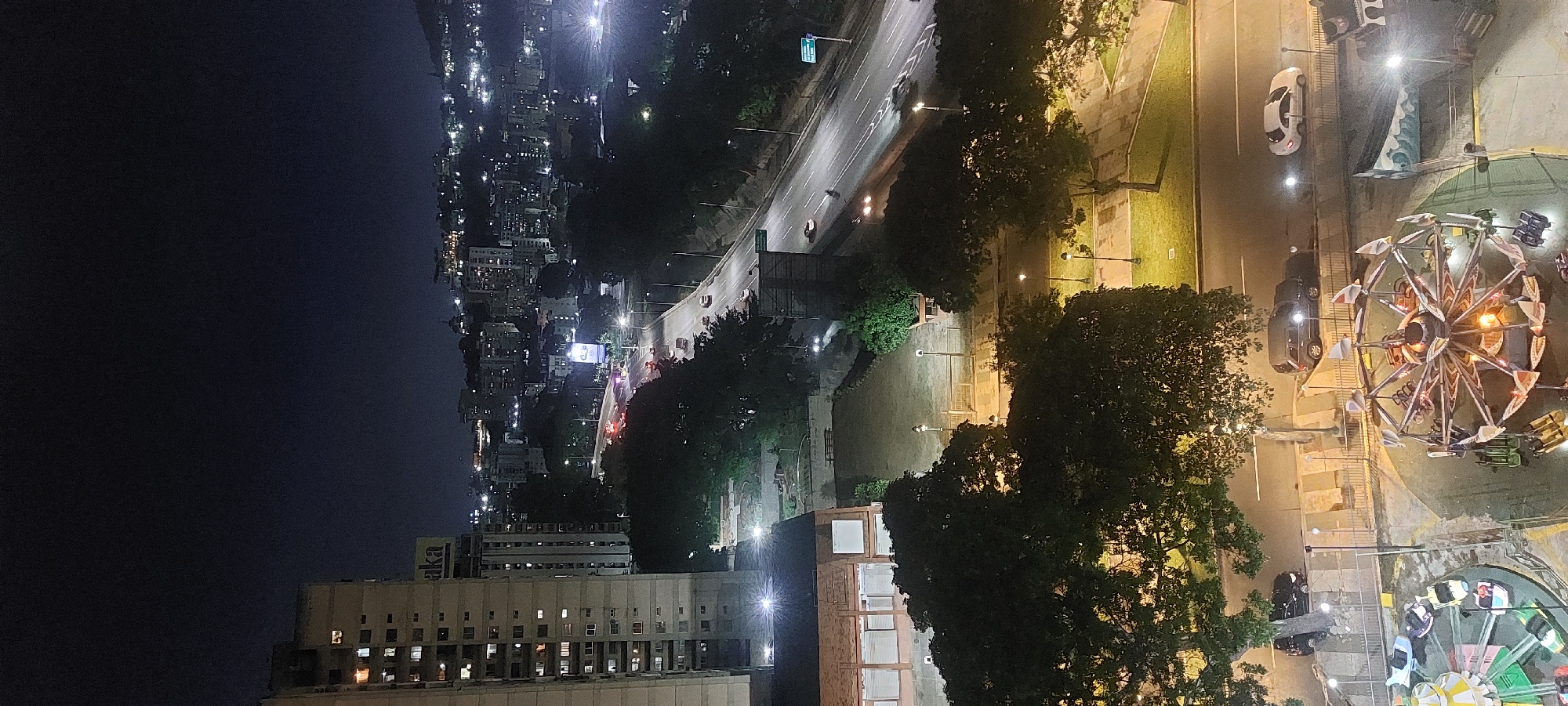 Nighttime cityscape captured overlooking illuminated Caracas Venezuela