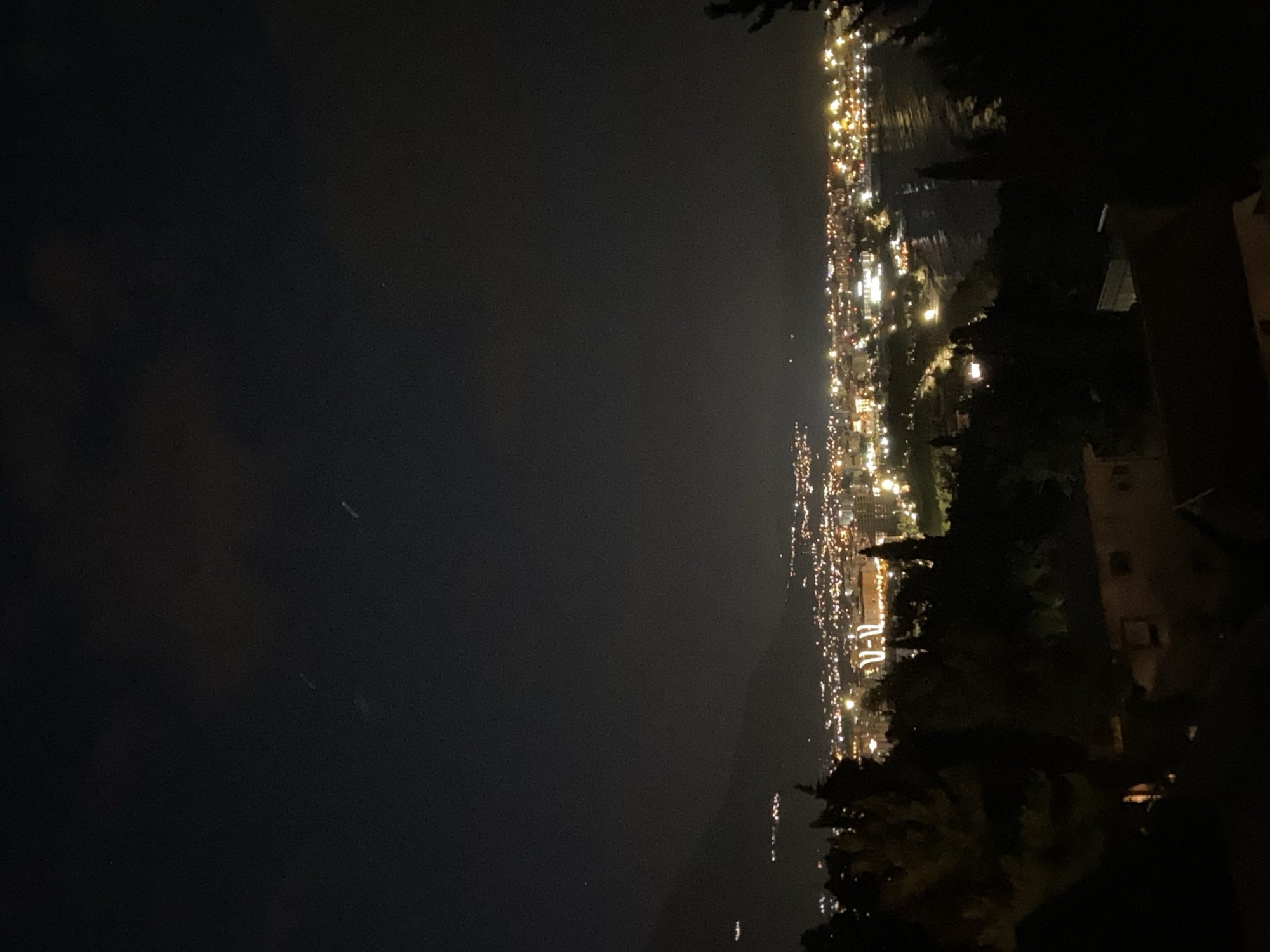 Night coastal view captured from elevated position in Montenegro