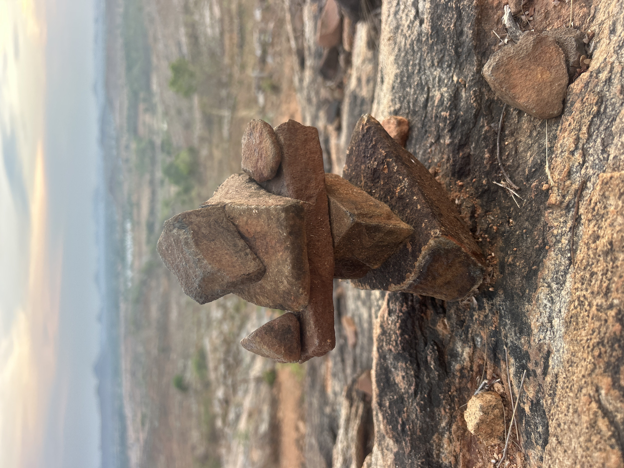 Rock cairn arranged artistically in Kottala, India