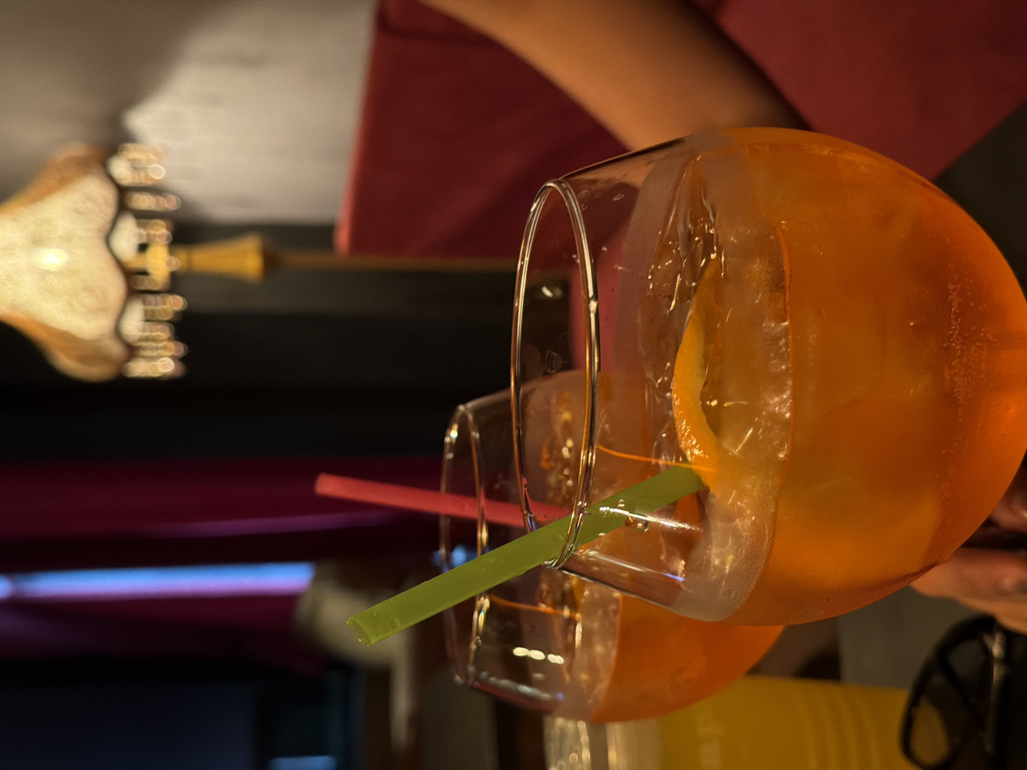 Aperol Spritzes and vintage decor at a Bishkek lounge