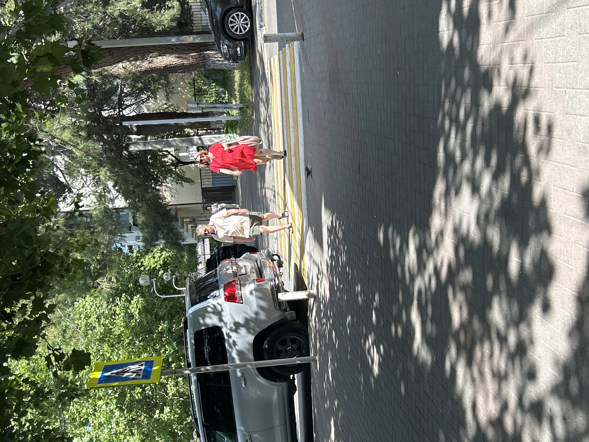 Midday street life along Gelendzhik's sunny summer walkways