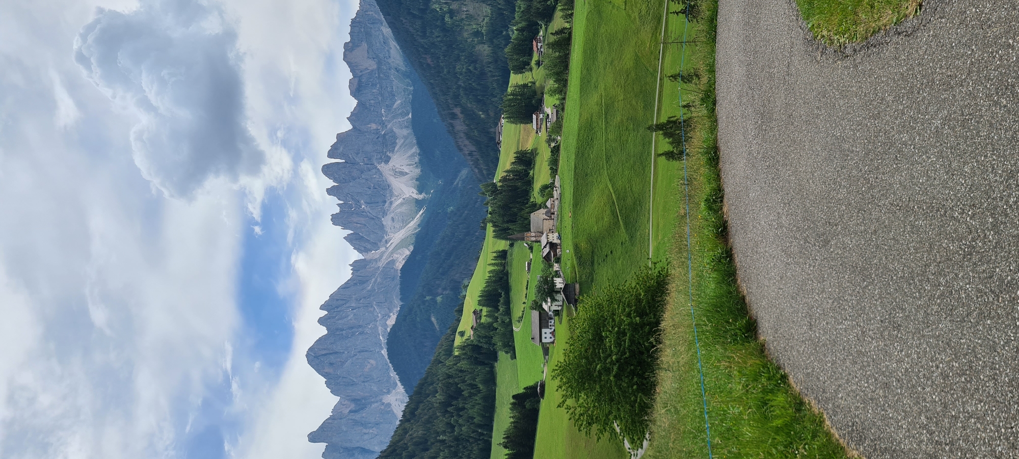 Morning views across St. Magdalena and the Dolomites, Val di Funes