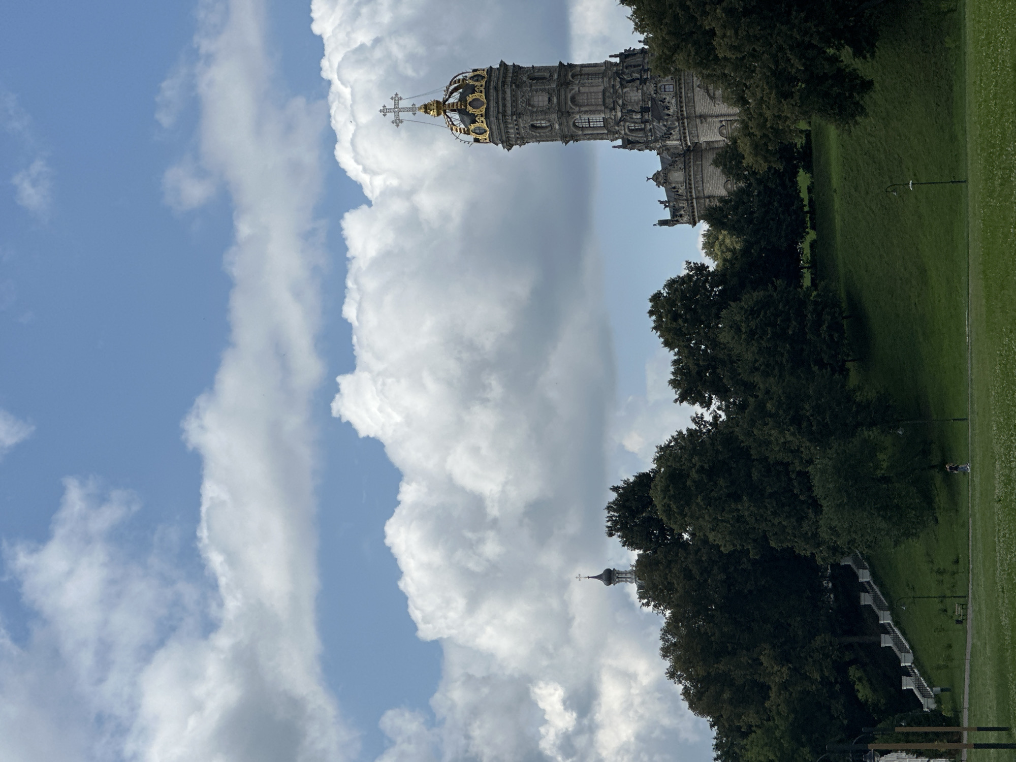 Summer day at Dubrovitsy: historic church, river, paddleboards