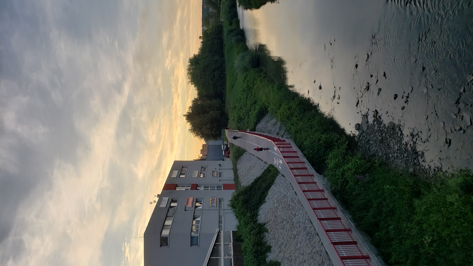 Evening along Prešov's riverside paths at golden hour