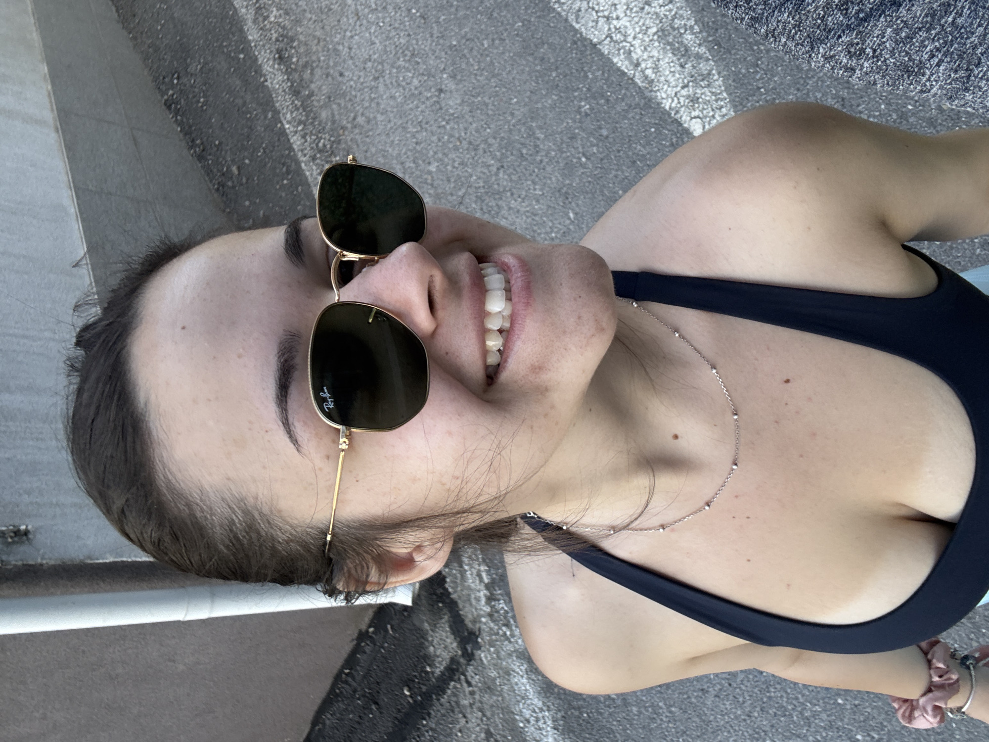 Woman poses for photos in Sofia parking lot