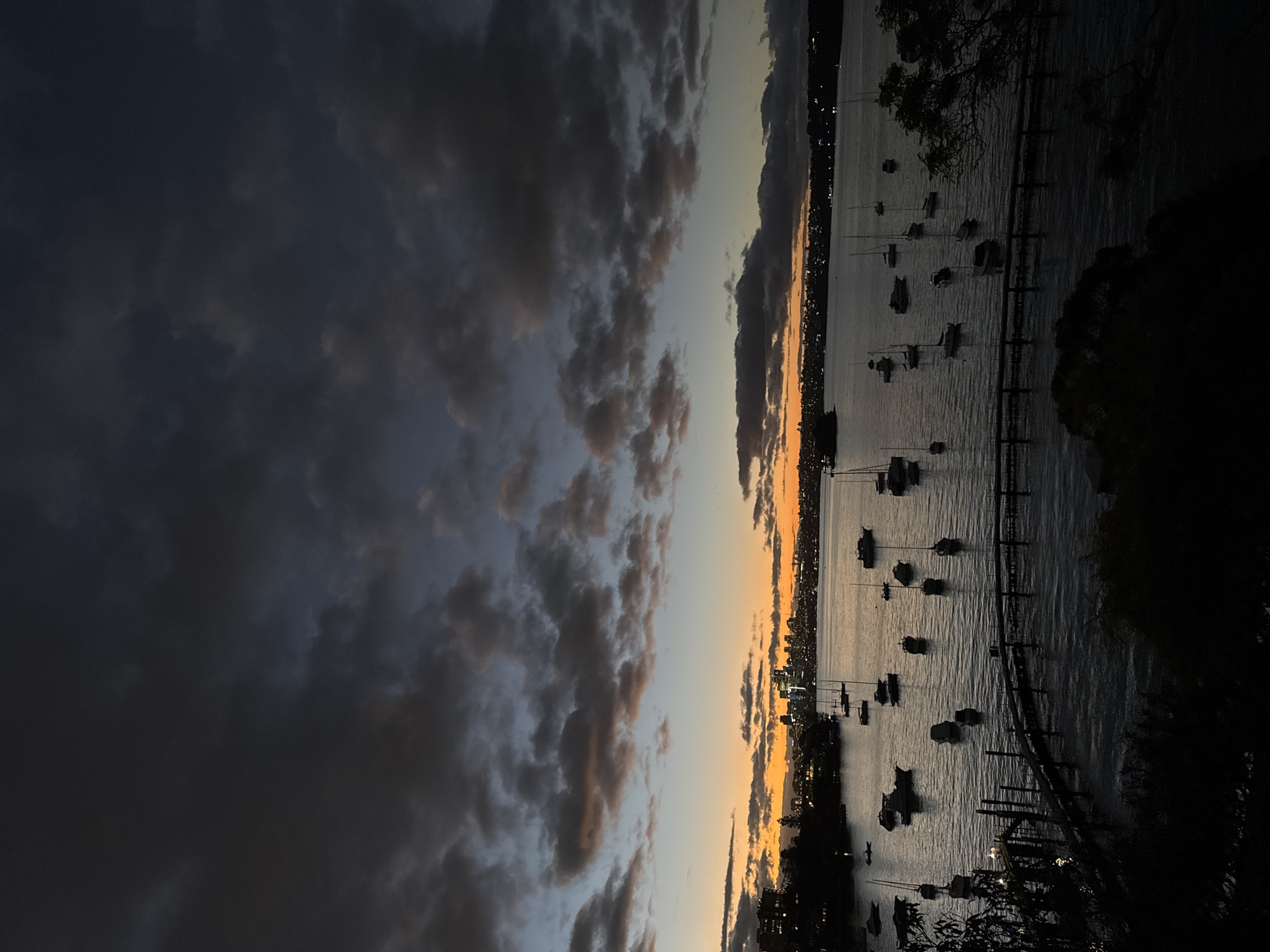 Moody twilight colors over Sydney Harbour at dusk
