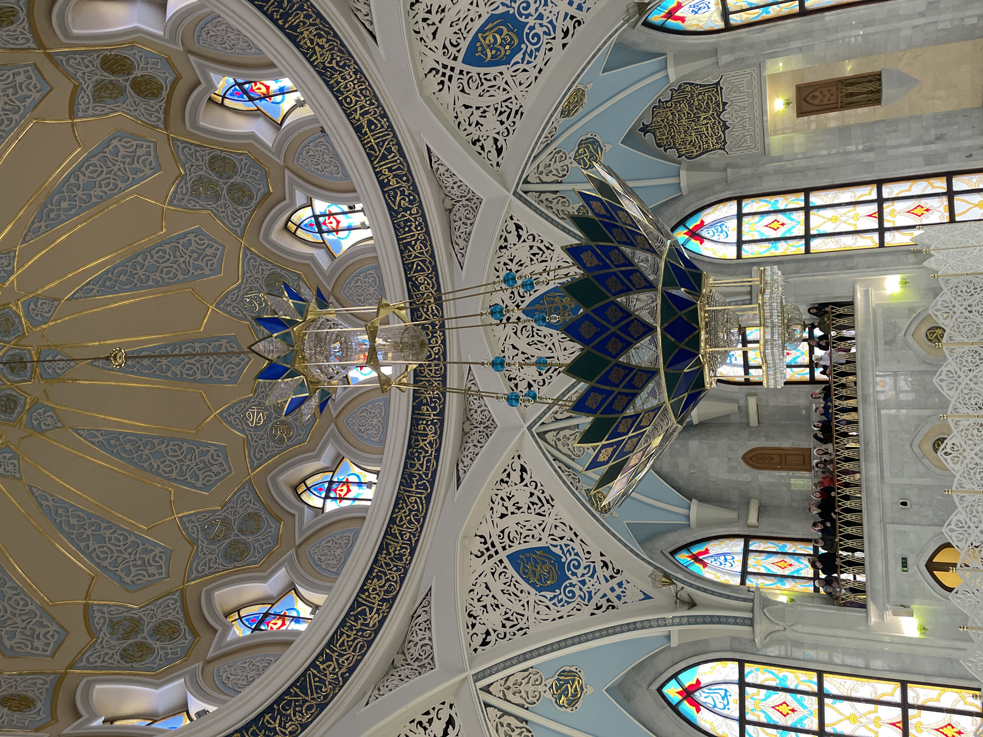 Tourist visits Kul Sharif Mosque in Kazan, documents architecture