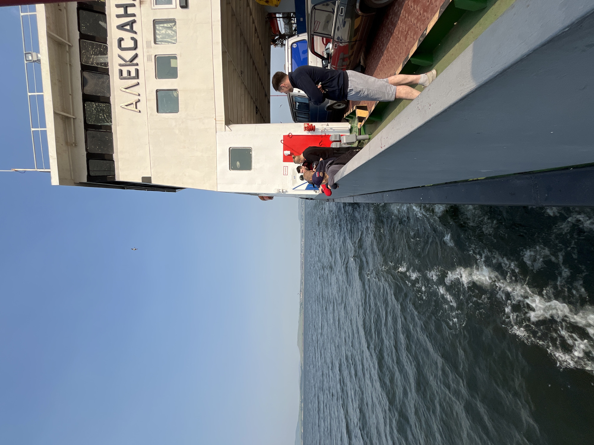 Ferry crossing the Krasnoyarsk Reservoir past forested Siberian hills
