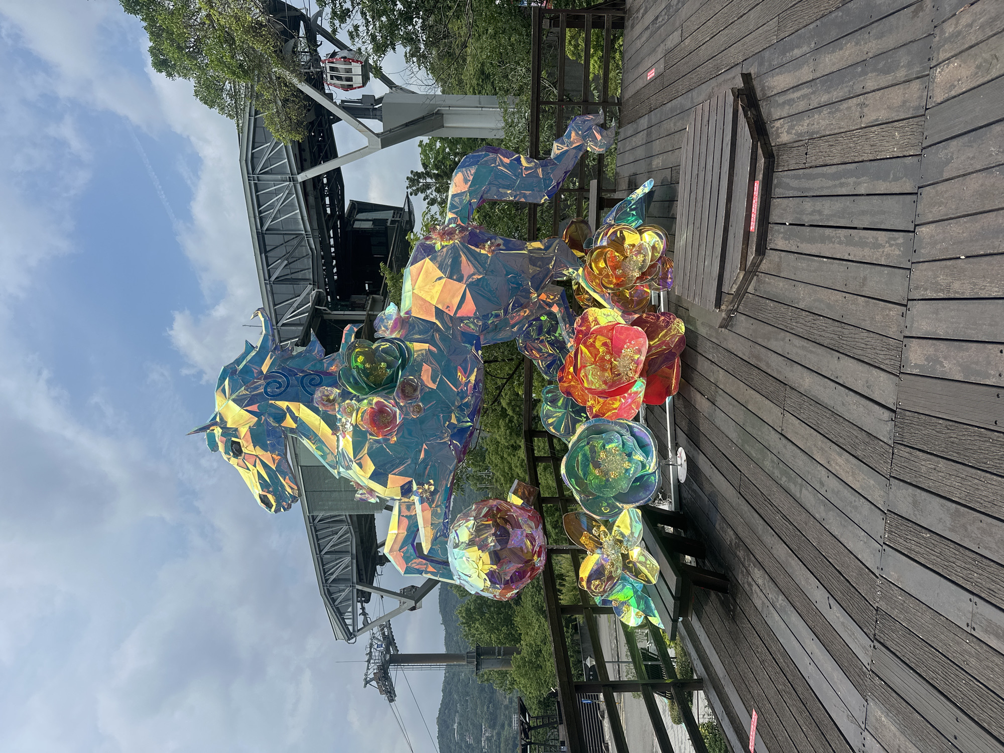 Early morning documentation of Taipei scenic overlook with art installations
