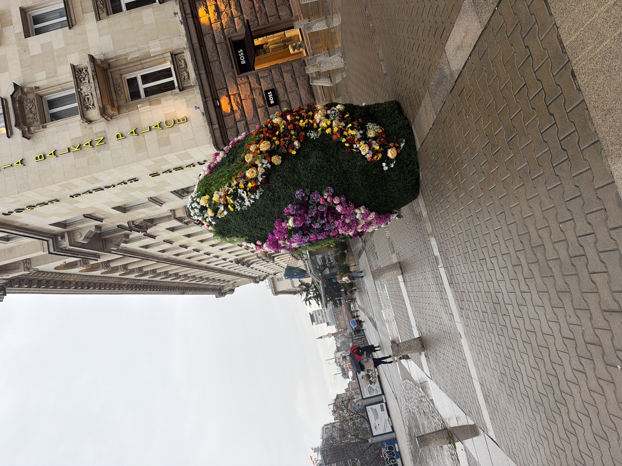 Rainy day scenes captured around Sofia's Alexander Nevsky Cathedral