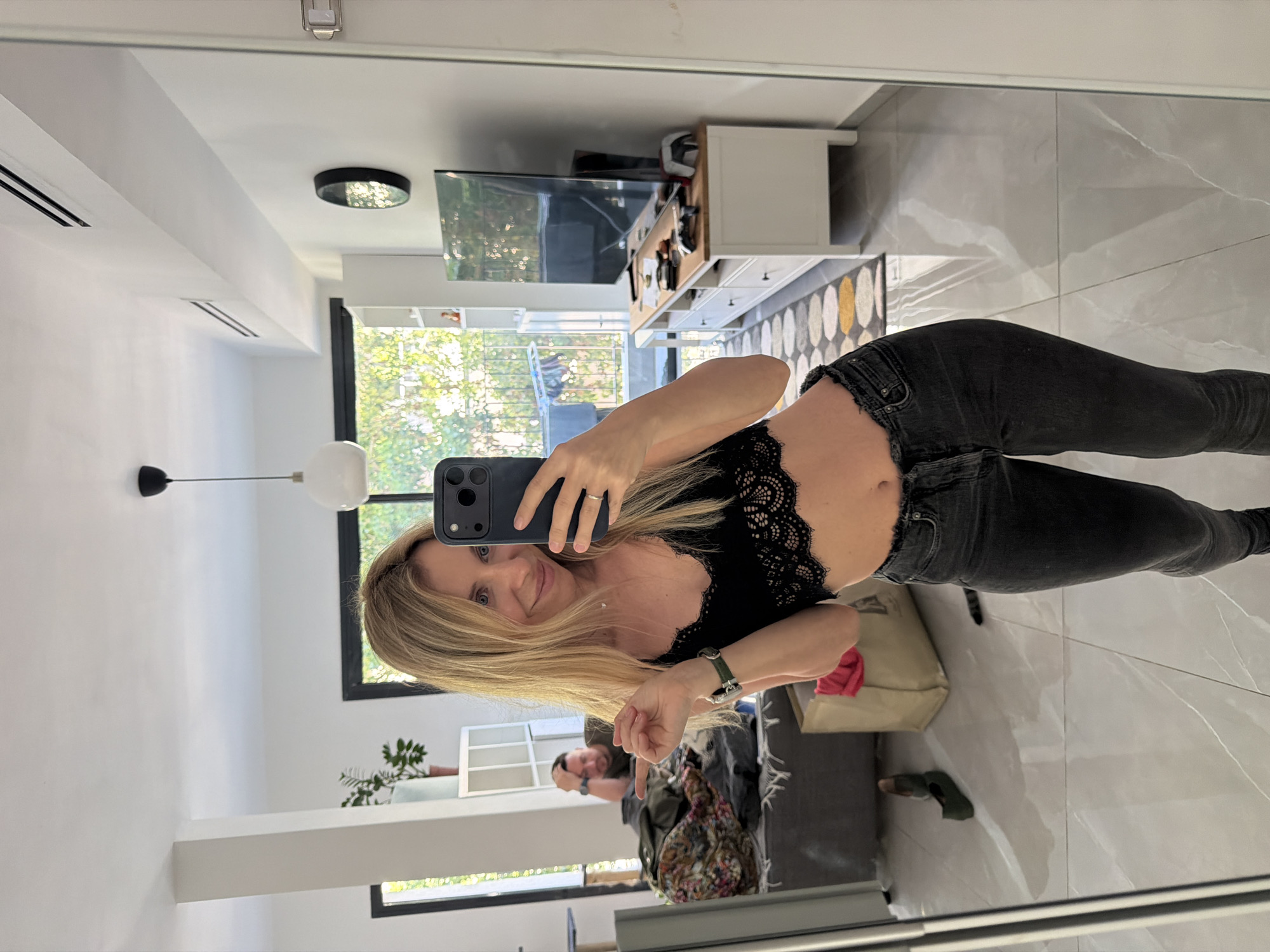 Apartment selfie and a plumeria moment in Bat Yam