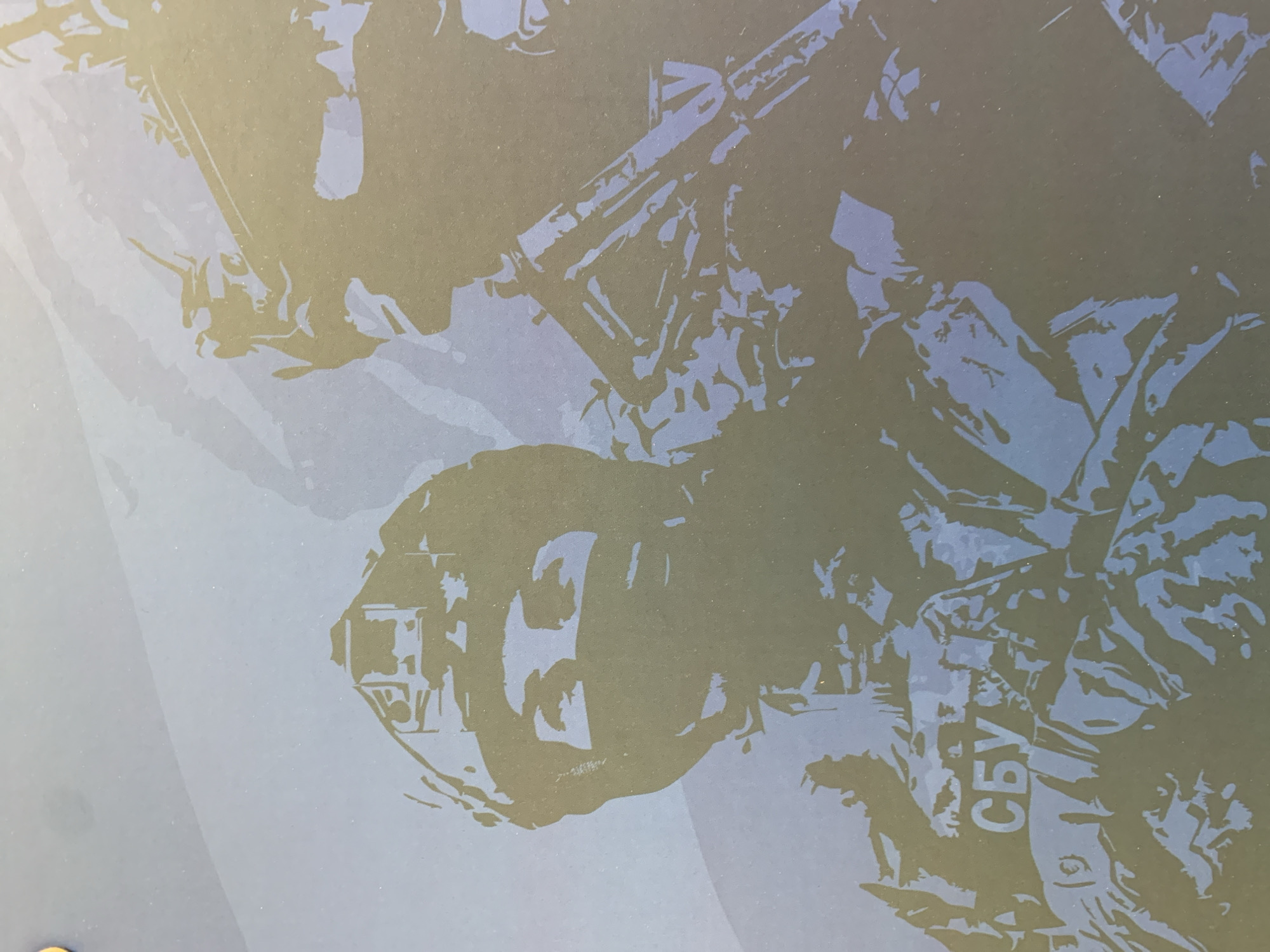 Office space snapshot with decorative objects and military print materials