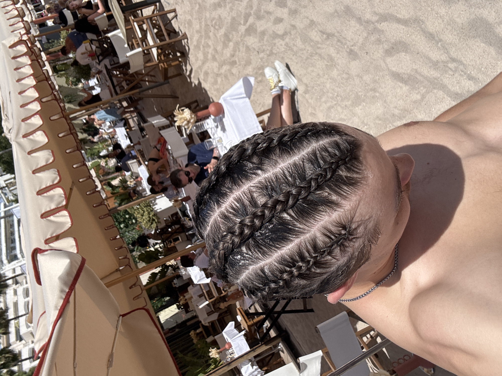 Beach club scenes documented in Cannes during afternoon hours