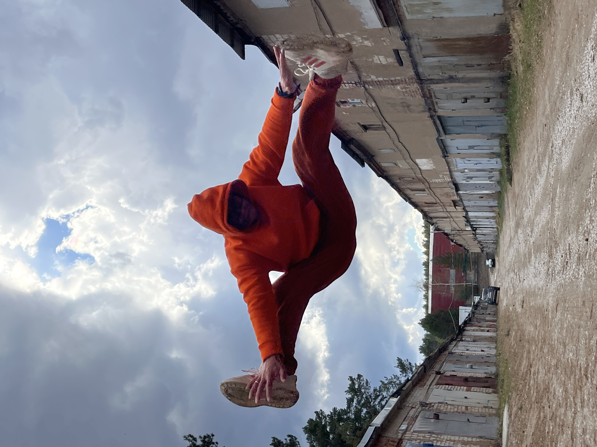 Person jumps, makes peace sign amid Chaikovsky street scenes