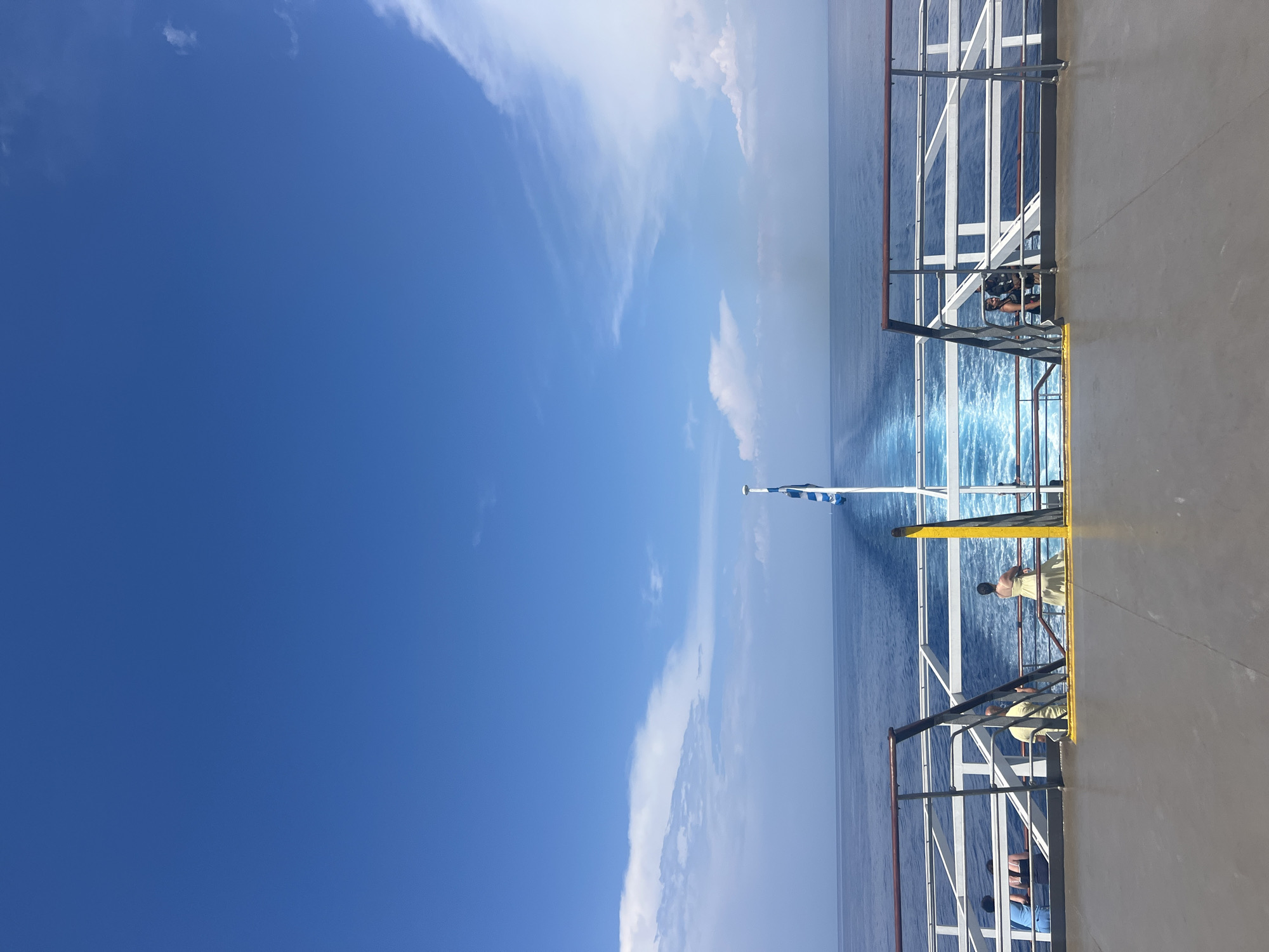 Ferry crossing calm Ionian waters off Kyllini, Greece