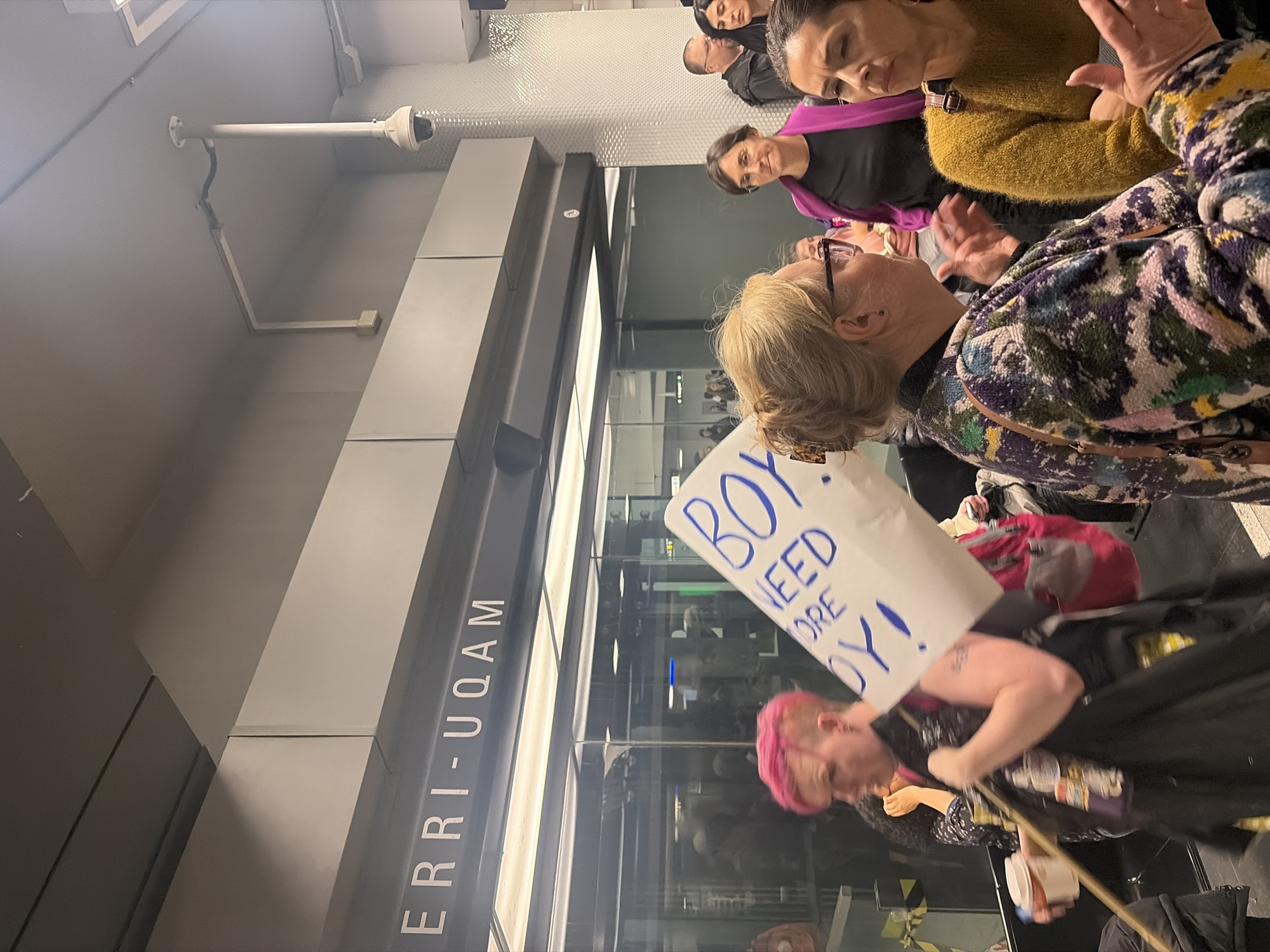 People gather at Montreal's Berri-UQAM metro station