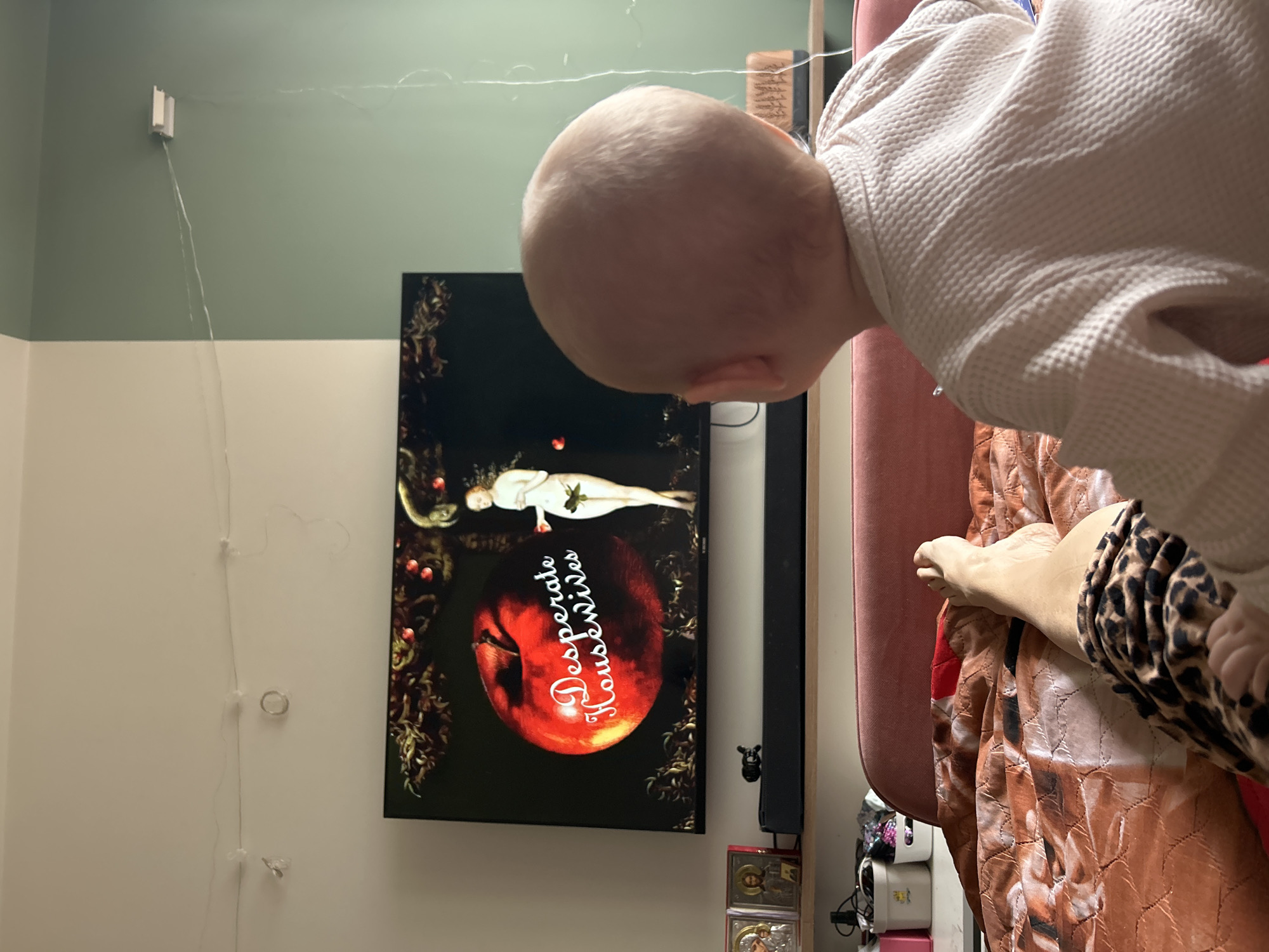 Mother and baby share quiet morning moments in Moscow