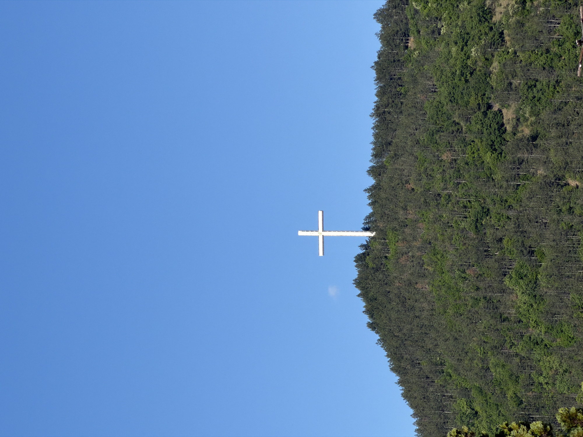 White cross observed on forested hillside in Blagoevgrad, Bulgaria