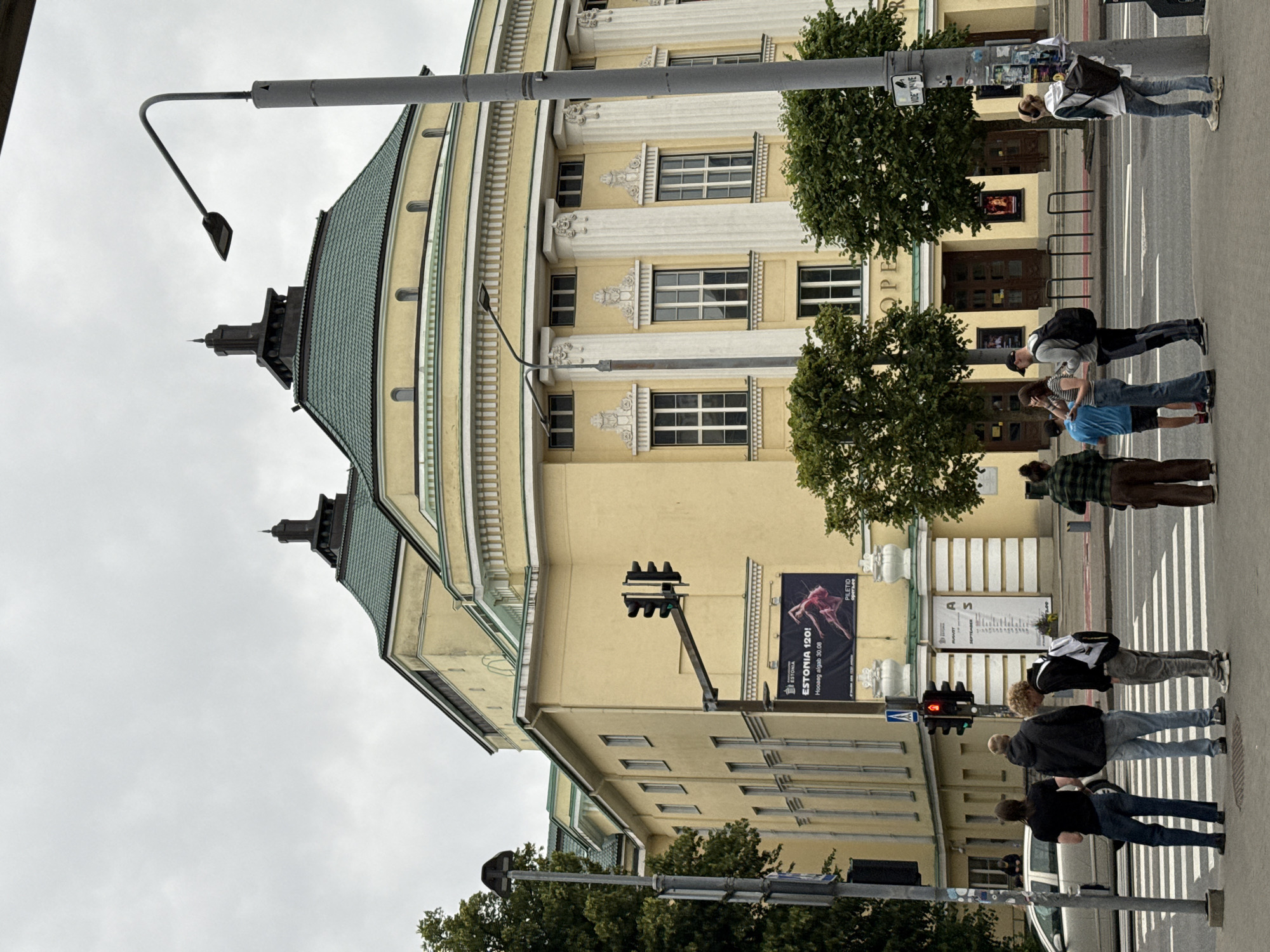 Estonia Theatre facade on a grey Tallinn afternoon