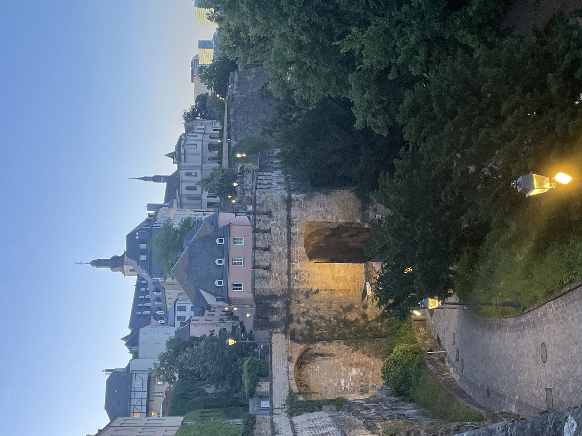 Twilight scenes captured across Luxembourg City's historic valleys