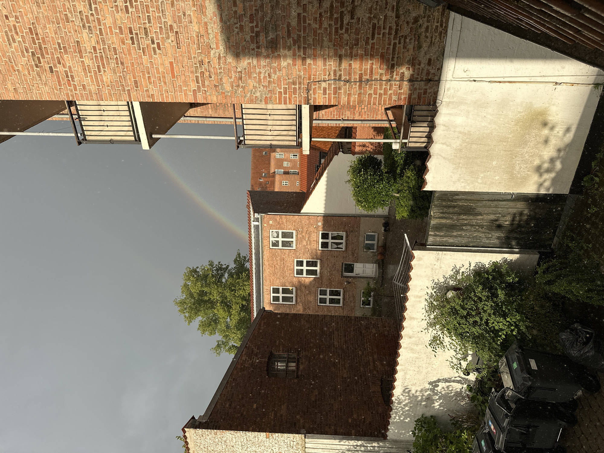Rainbow spotted during evening rain shower in Horsens, Denmark