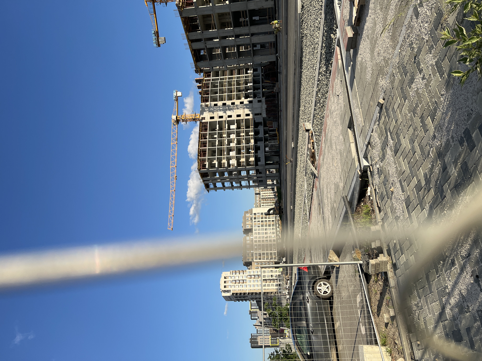 Construction and wildflowers coexist in a Yekaterinburg summer afternoon