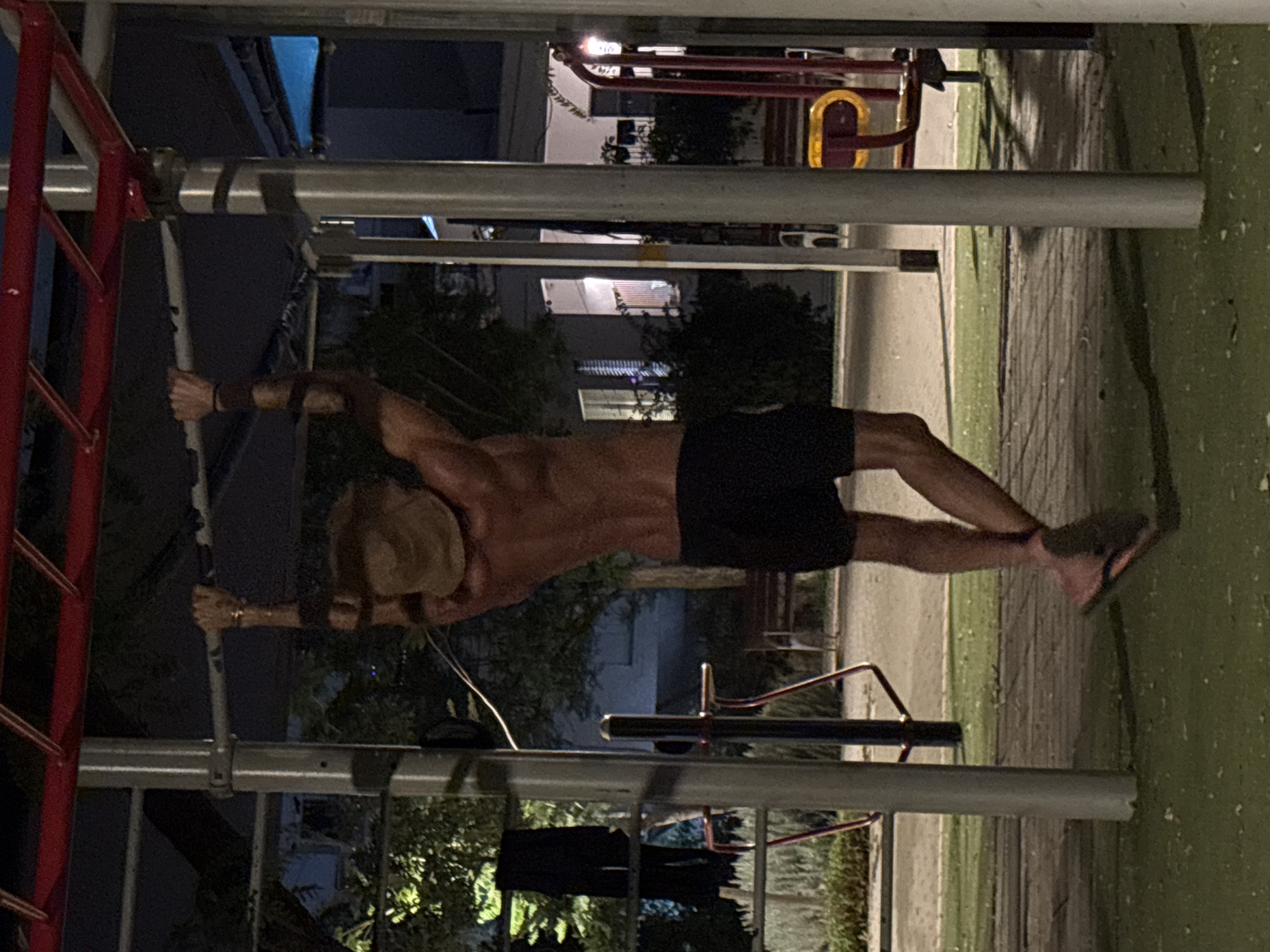 Pull-up session at an outdoor gym in Holon