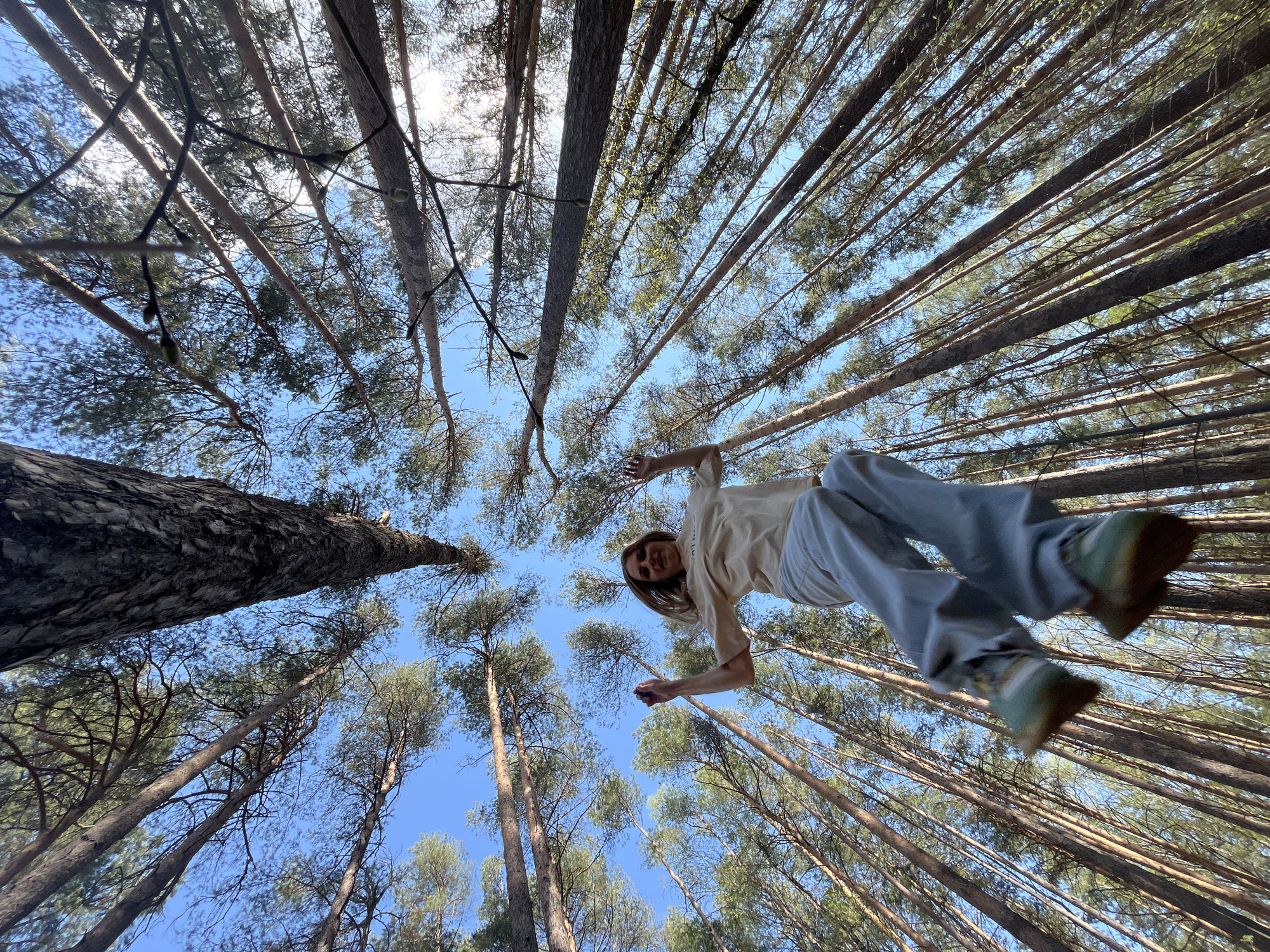 Family enjoys morning forest outing in Chaikovsky, Russia