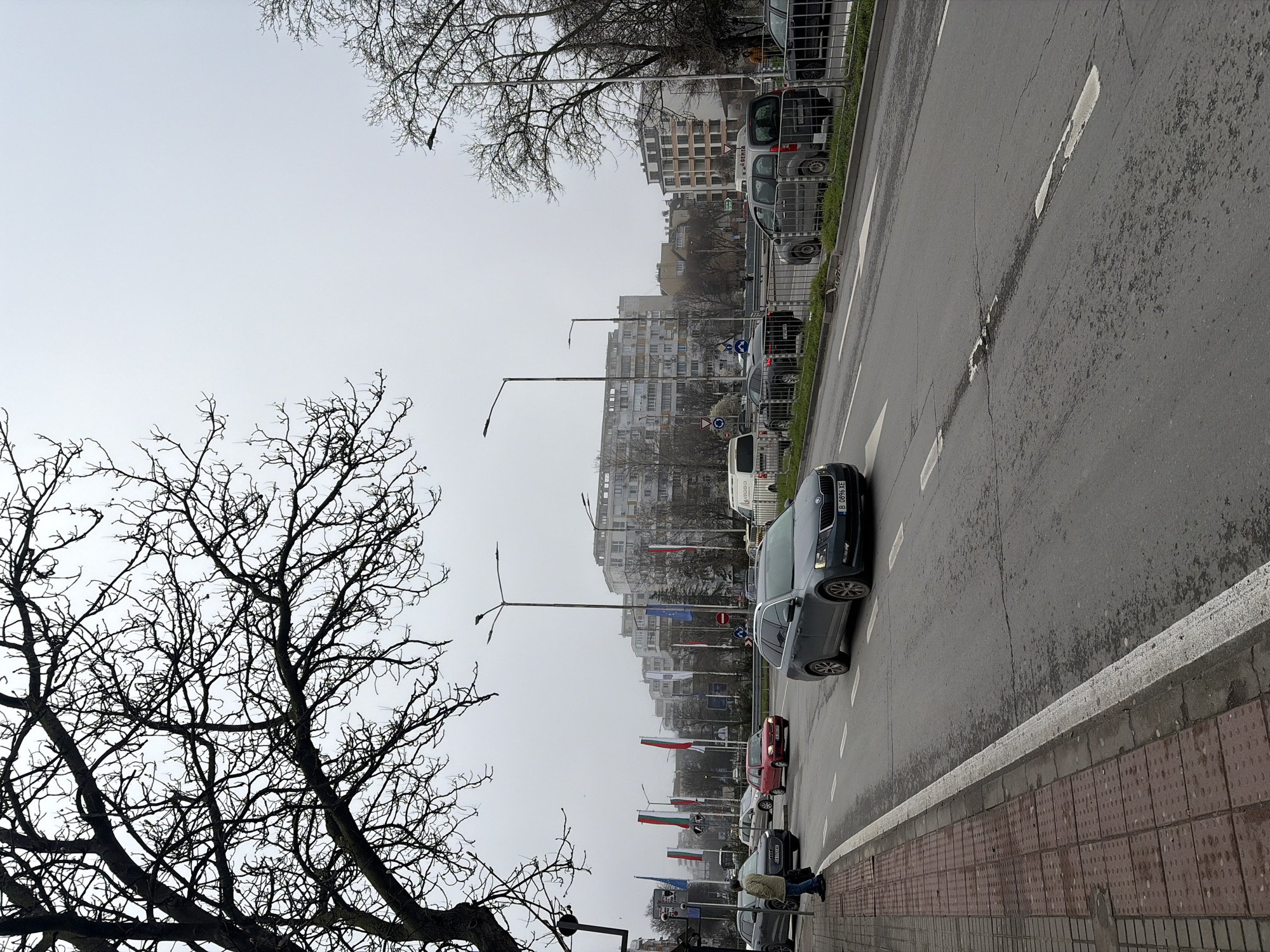 Morning observations capture street scene and social media graphic in Varna