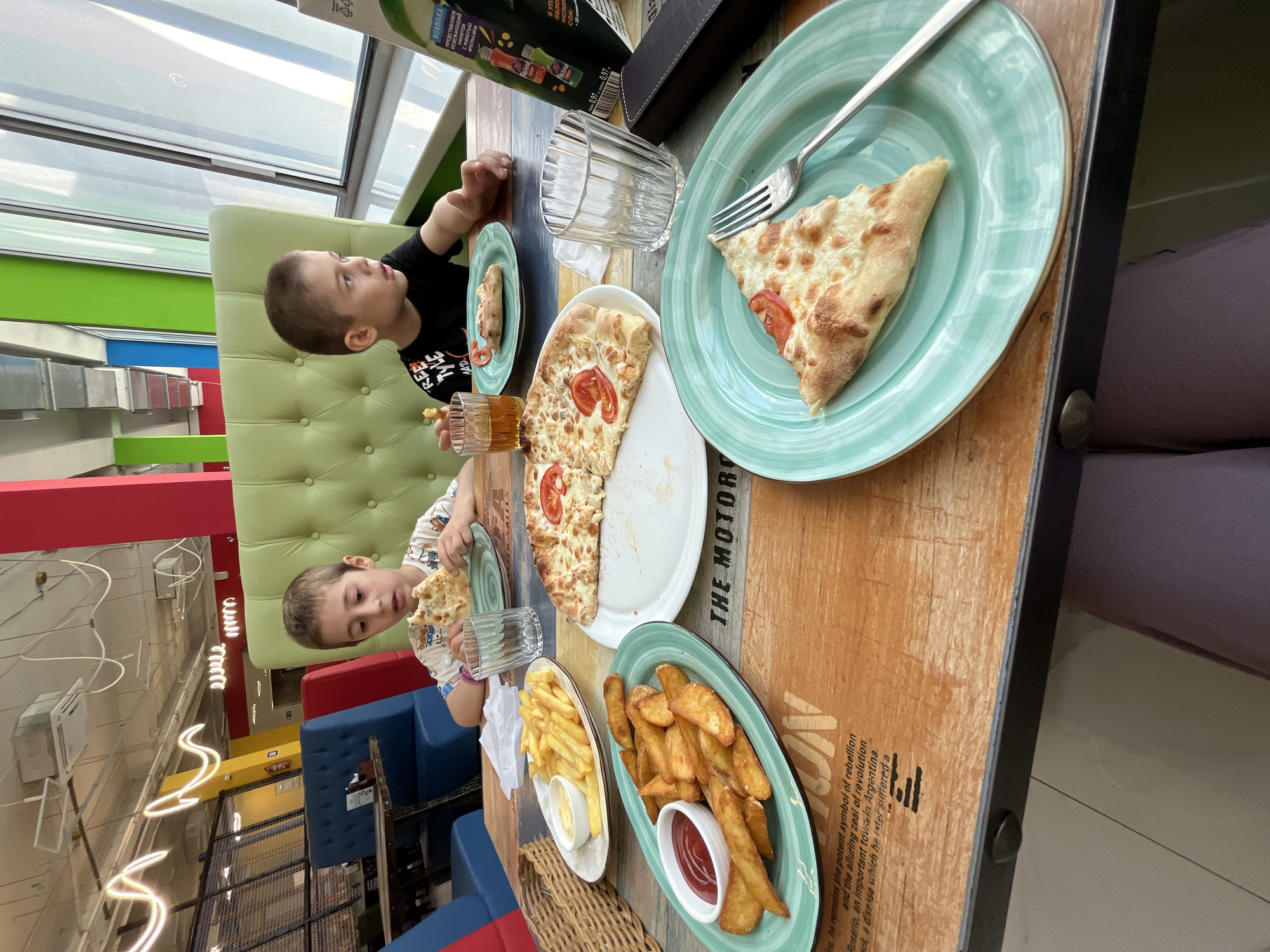 Boys enjoy rope course adventure and meal at Kaspiysk facility
