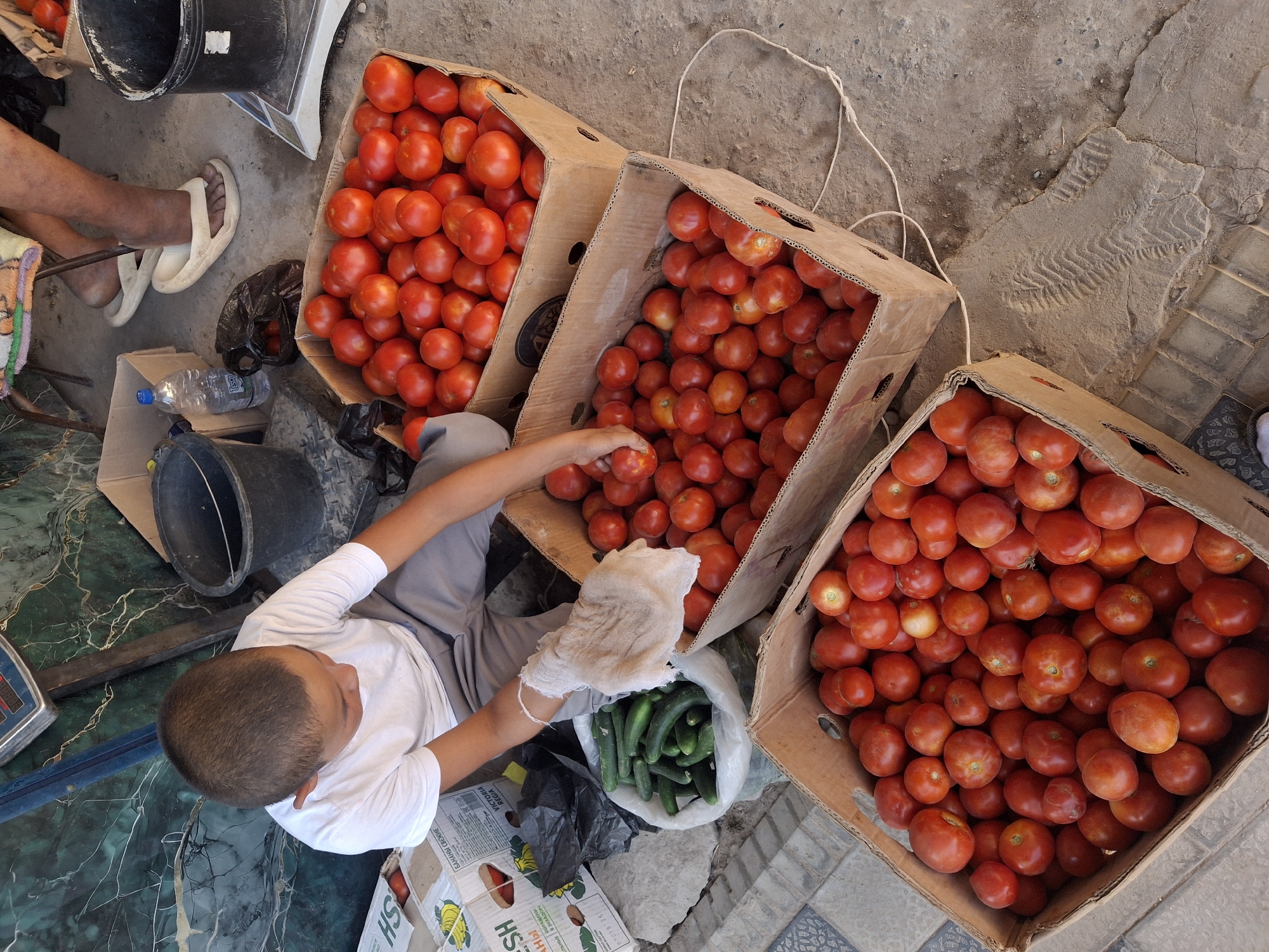 Fresh produce market day in Ko'kdala, Uzbekistan