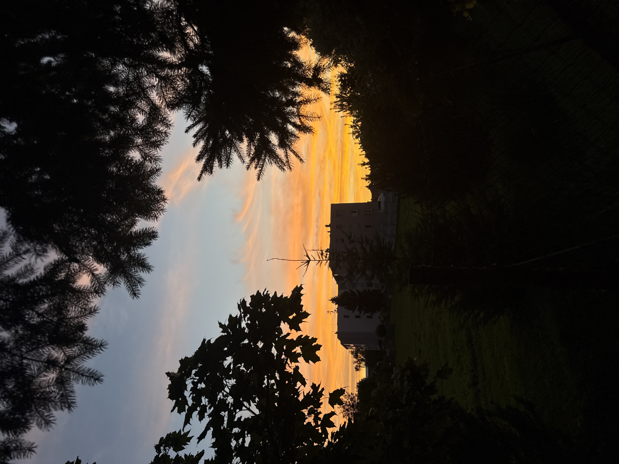 Summer dusk in a Czech village, streets and skies