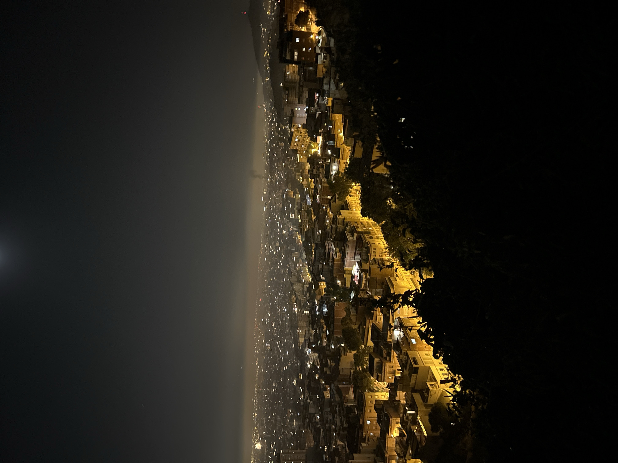 Barcelona's Sant Joan fireworks viewed from the hills at night