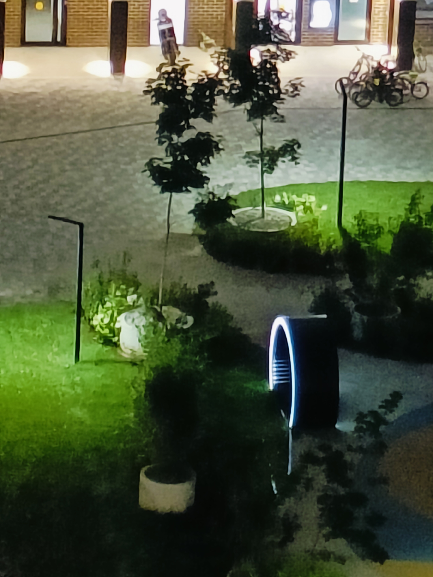 Night scenes around a Krasnodar residential complex, indoors and out
